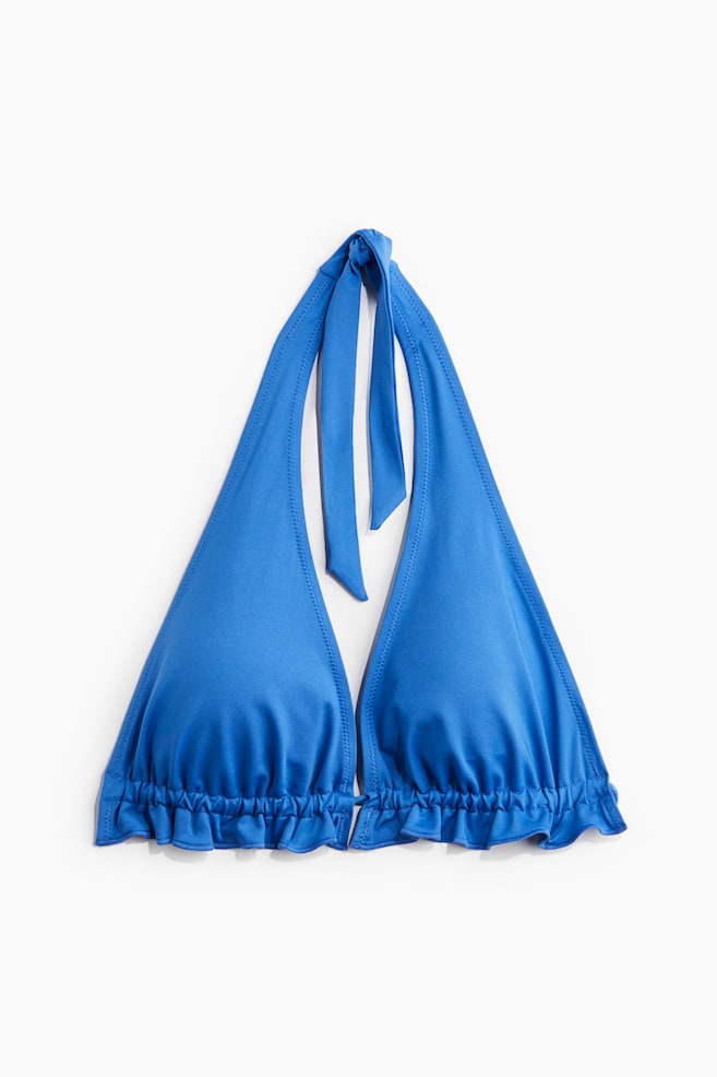Padded triangle bikini top - Blue - 1