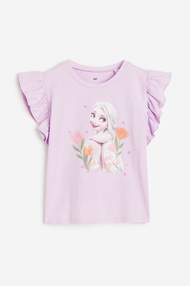 Flutter-sleeved top - Light purple/Frozen/Natural white/Hello Kitty - 1