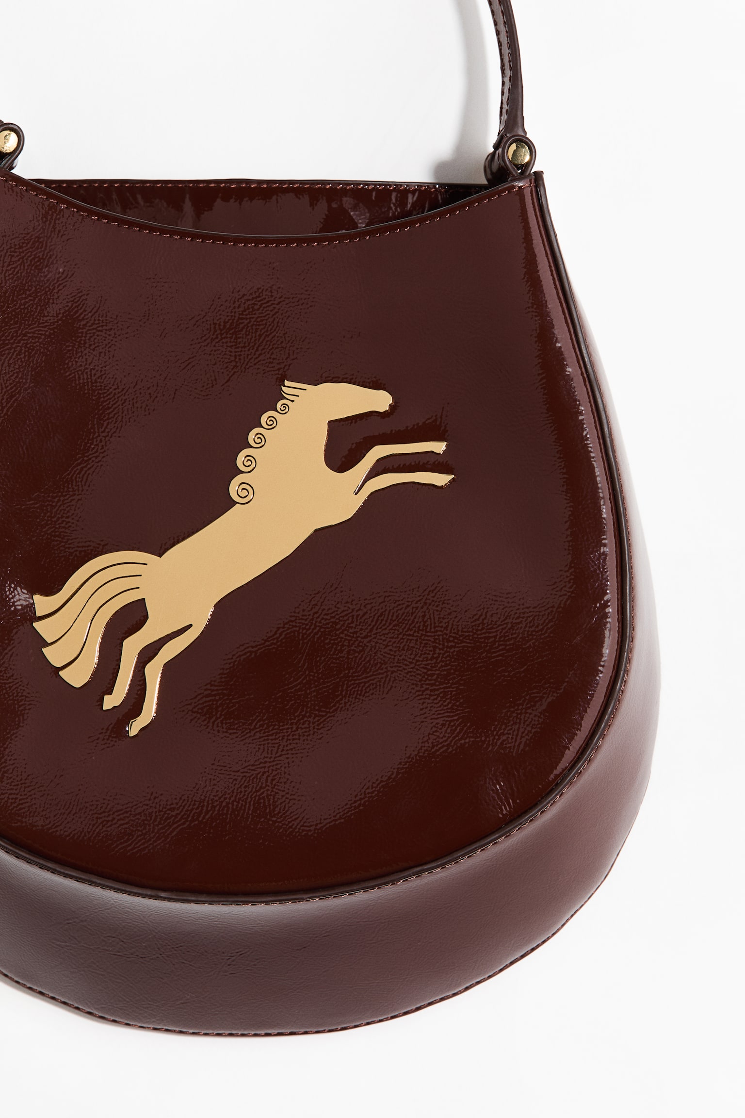 배지 디테일 핸드백 - 버건디/다크 퍼플/패턴 - 3