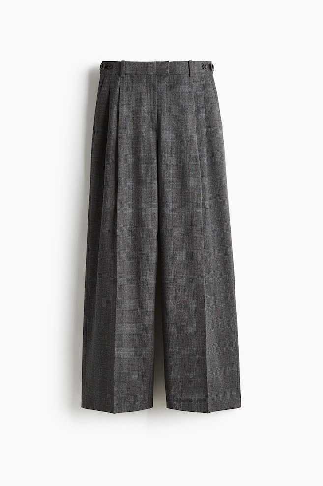 Tailored trousers - Dark grey/Checked/Dark brown - 1