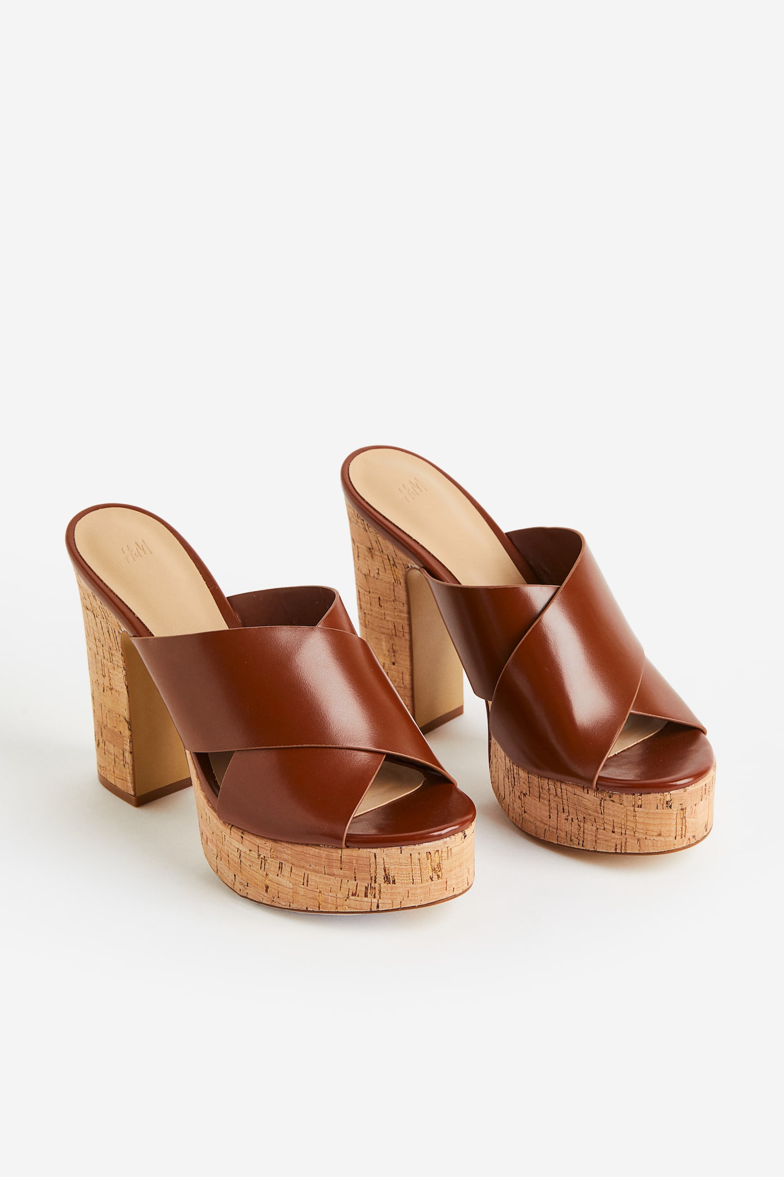 Platform Mules - Brown/Cerise - 4