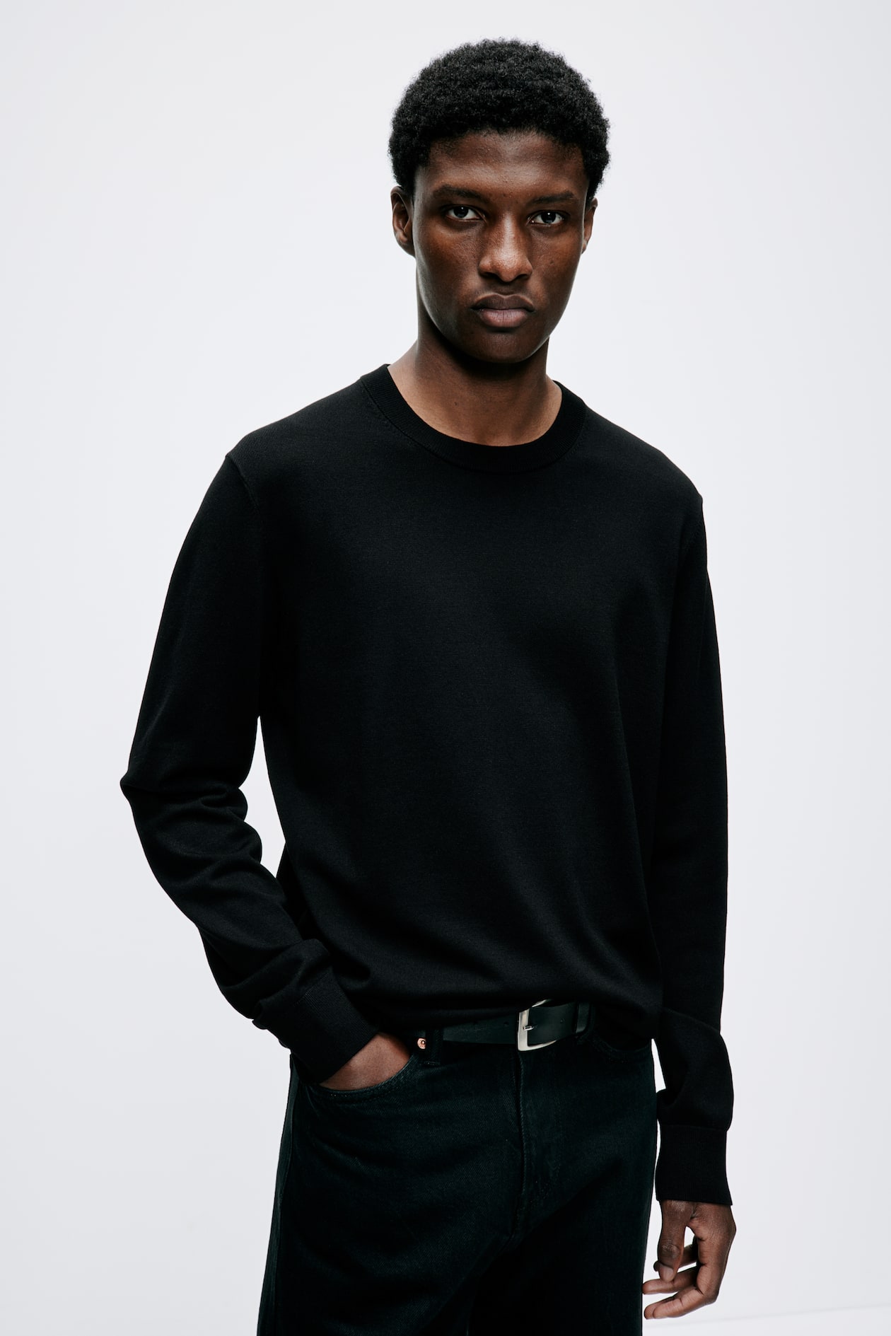 Slim Fit Fine-Knit Sweater - Black - Men | H&M US