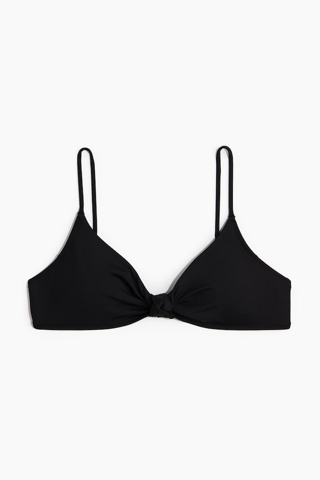 Knot-Detail Padded Bikini Top - Black/Lilac - 1