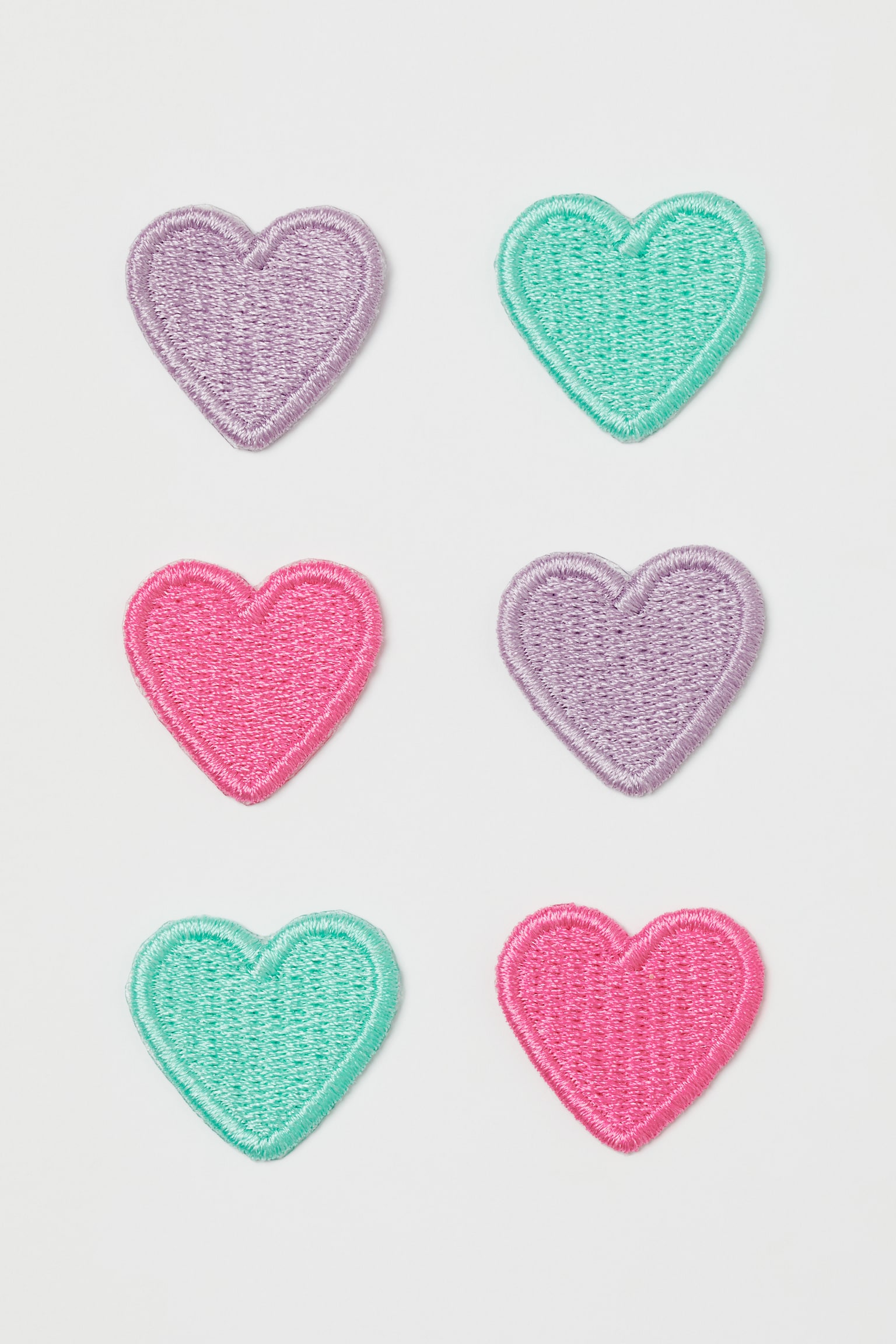 6-pack Small Heart Design Repair Patches - Turquoise/Pink/Purple - 1