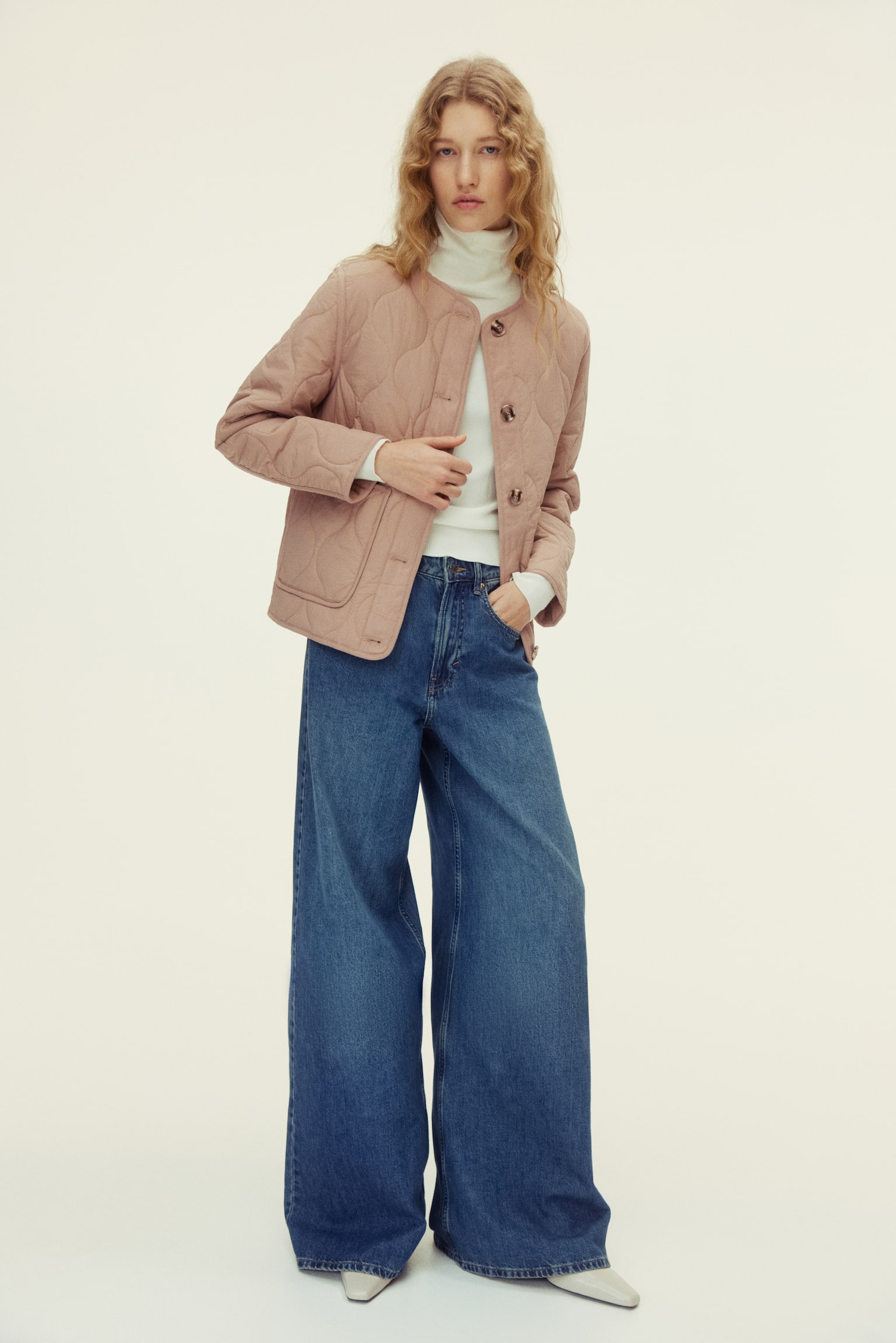 Quilted jacket - Beige/Dark brown - 6