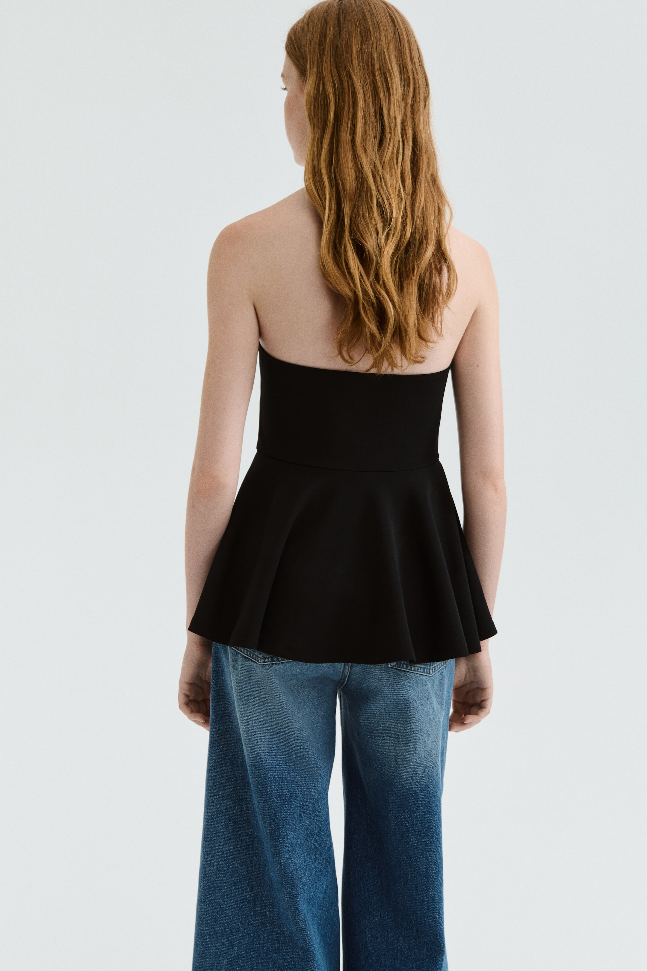 Agrandir l'image: Top bandeau avec basque - Noir - FEMME | H&M BE 4