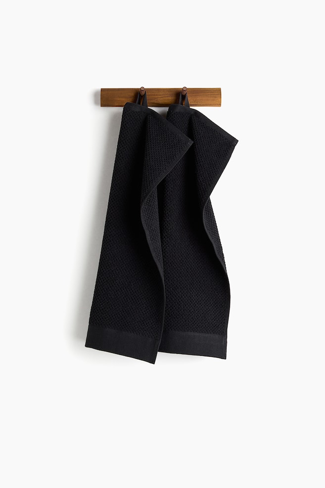 2-pack de toallas de cortesía en algodón - Negro/Beige claro/Blanco/Café oscuro/Verde oscuro/Verde salvia/Anaranjado - 1