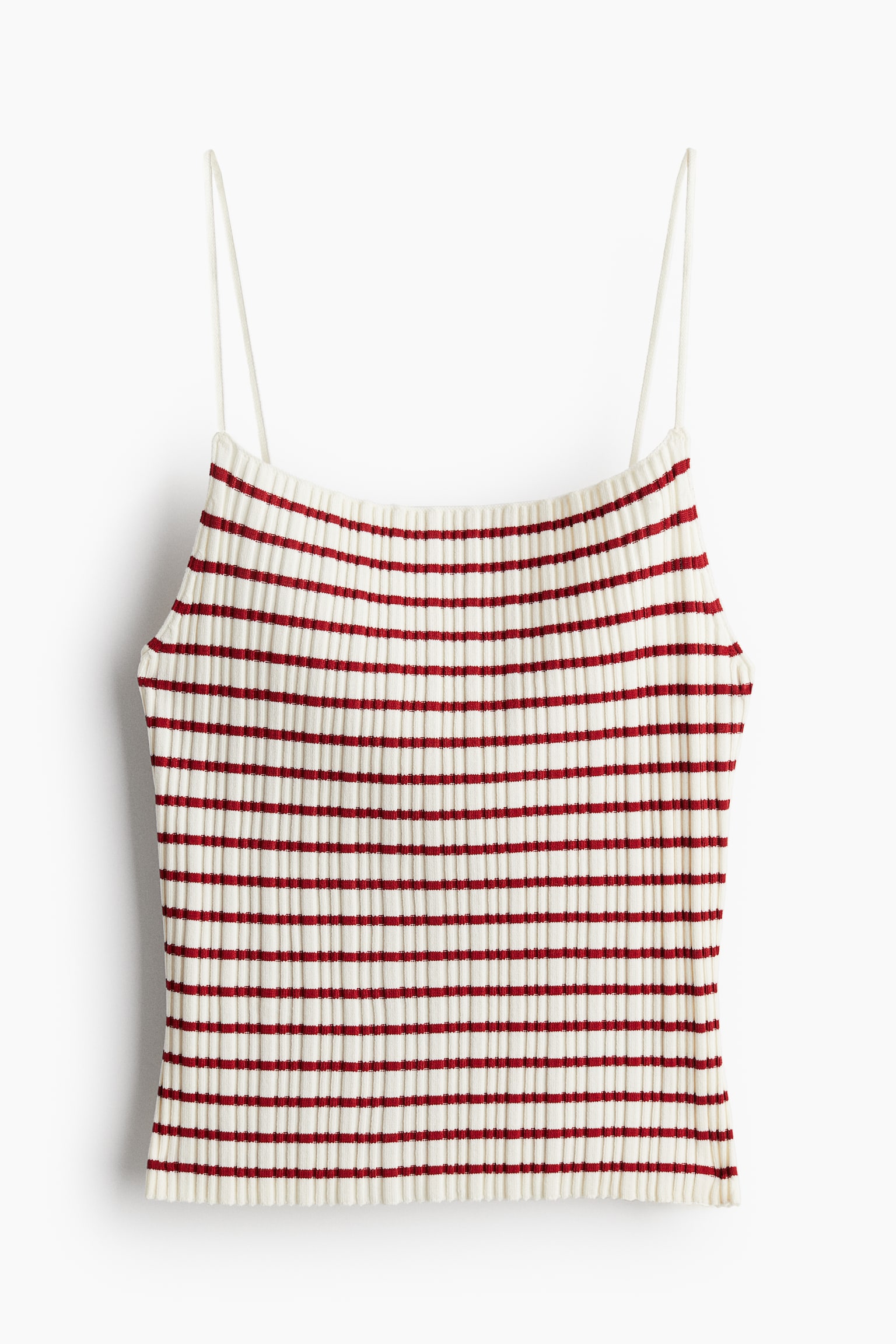 Rib Knit Cami - White/Red stripe - 2