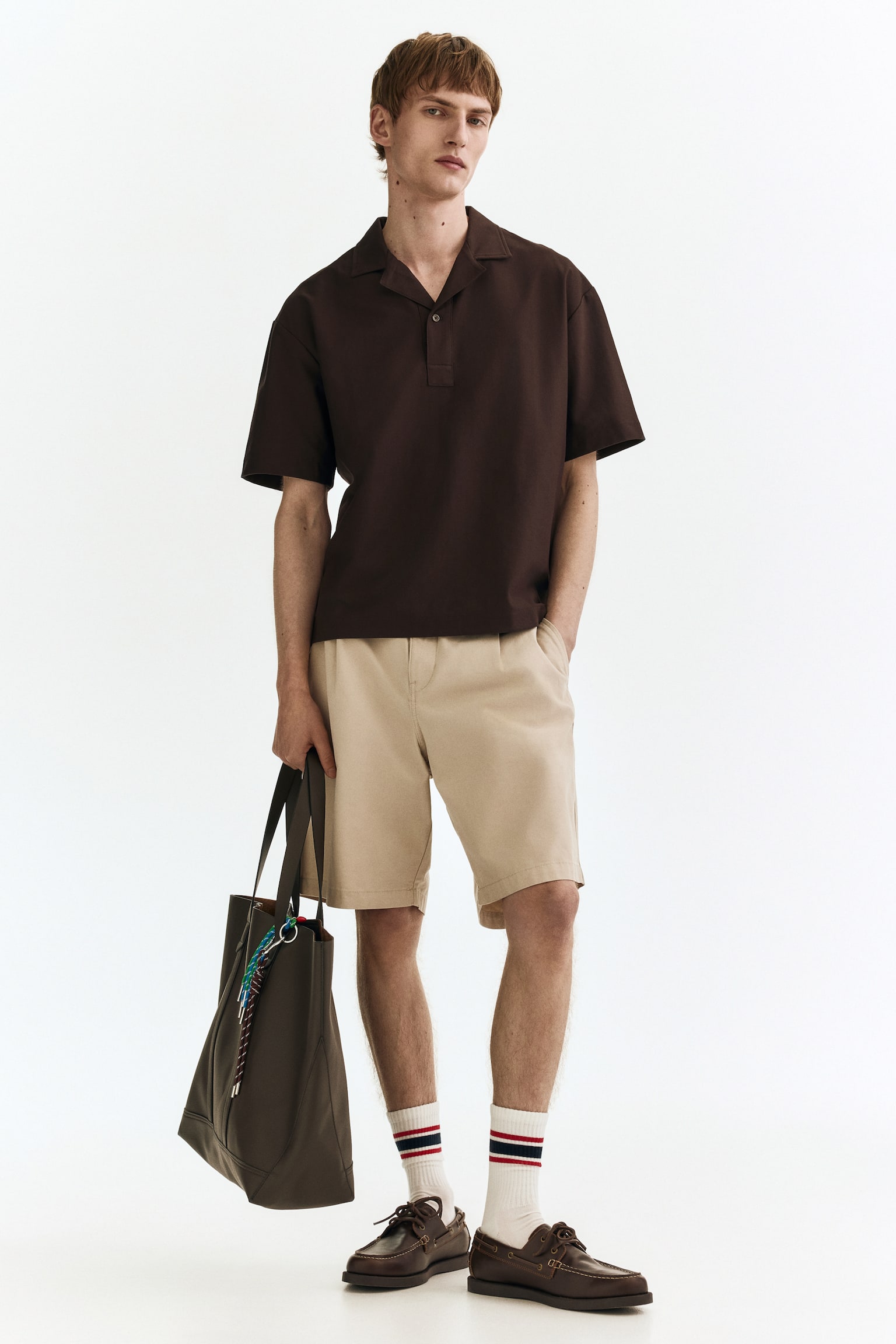 Loose Fit Polo shirt-Dark brown - 5