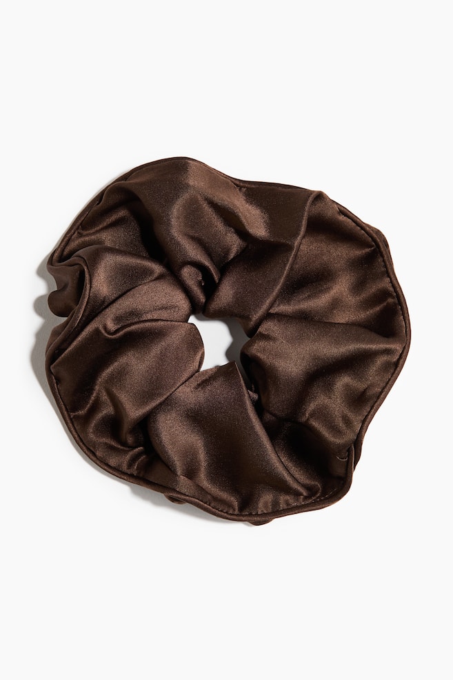 Chouchou en soie - Marron foncé/Crème/imprimé zèbre - 1