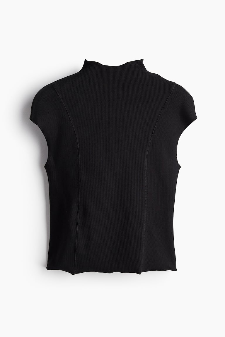 Ribbed Mock Turtleneck Top Black Ladies H&M US