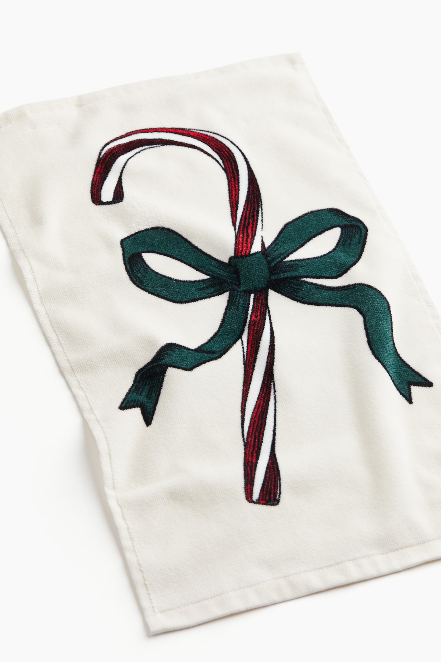 Christmas-motif guest towel - White/Candy cane/Dark green/Christmas tree/Red/Bow - 3