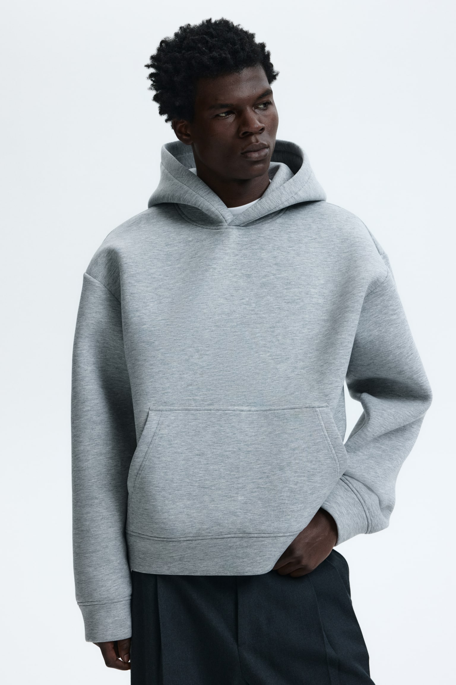 Loose Fit Scuba hoodie - Grey marl/Black/Dark brown - 5