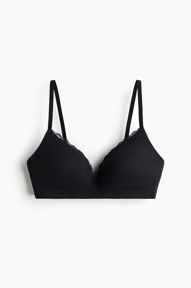 Bügelloser, wattierter Seamless-BH - Schwarz/Blassbeige - 1