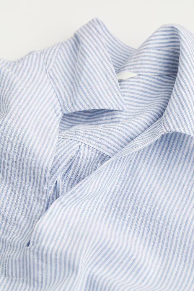 Popover linen-blend shirt - Light blue/White striped/Black - 4