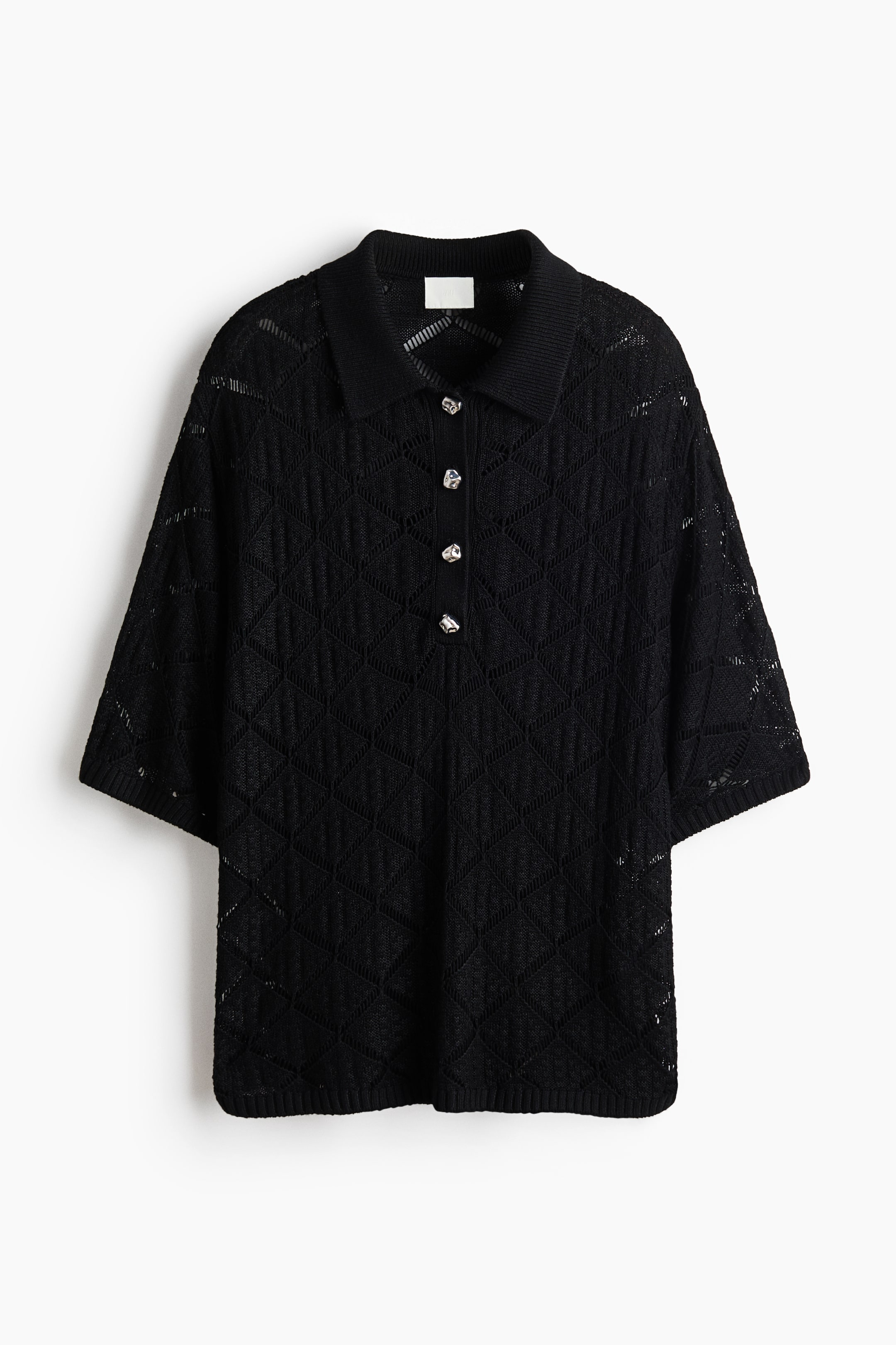 Crochet-Look Polo Shirt