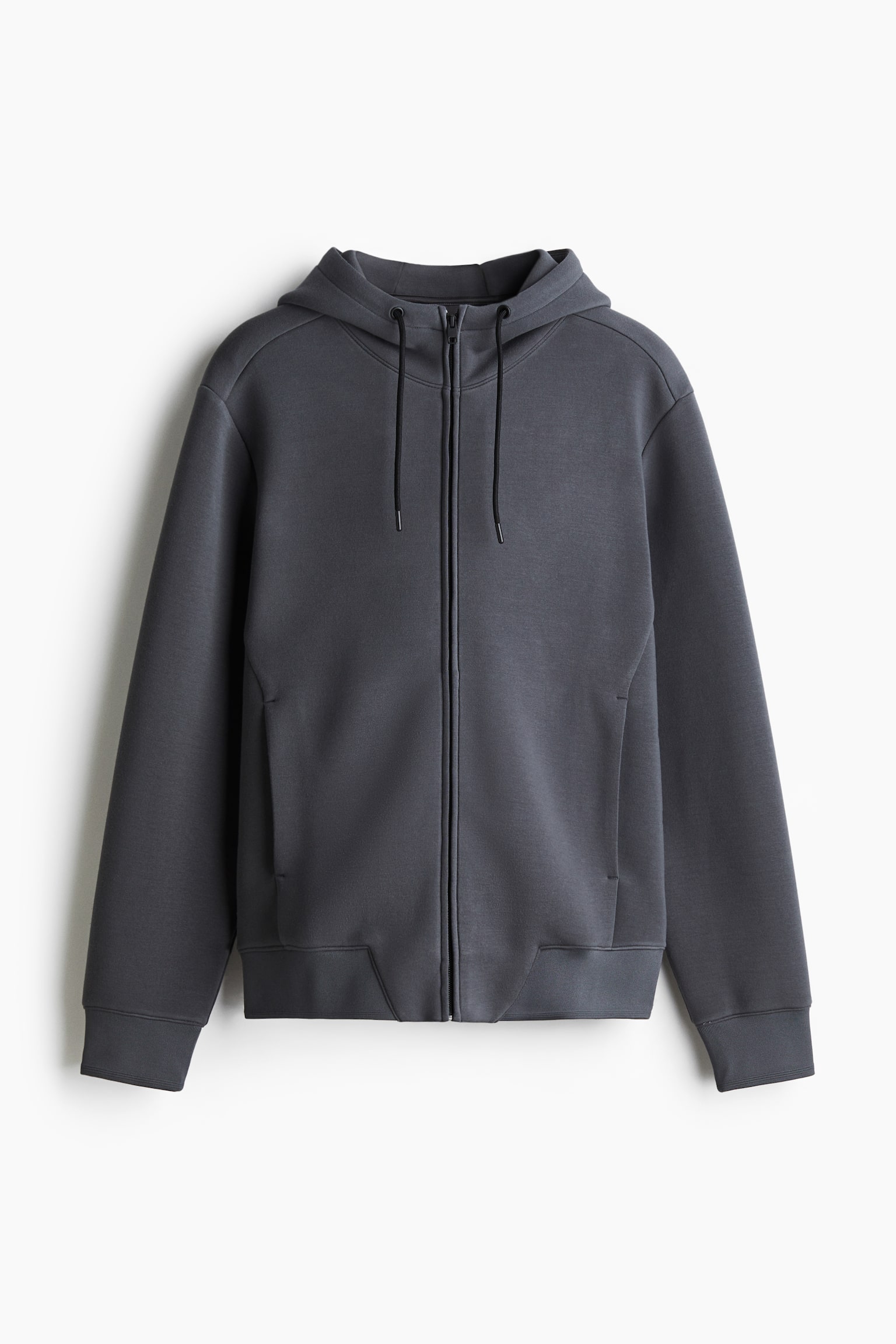 Regular Fit Scuba zip-through hoodie - Dark grey/Black - 2