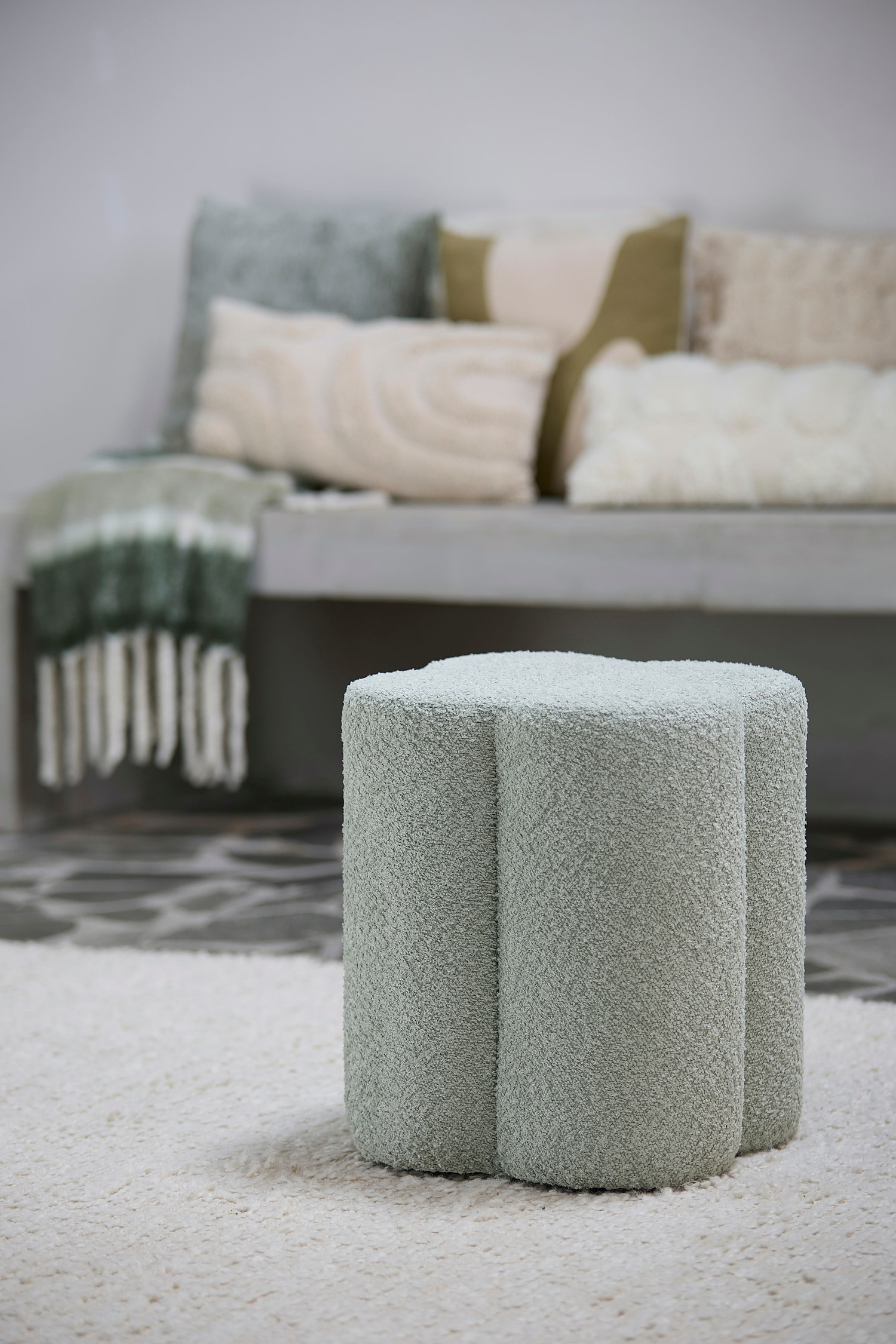 Nalani Pouf - Vert Menthe/Terre Cuite/Vert Foncé/Crème/Marron Foncé/Vert Olive