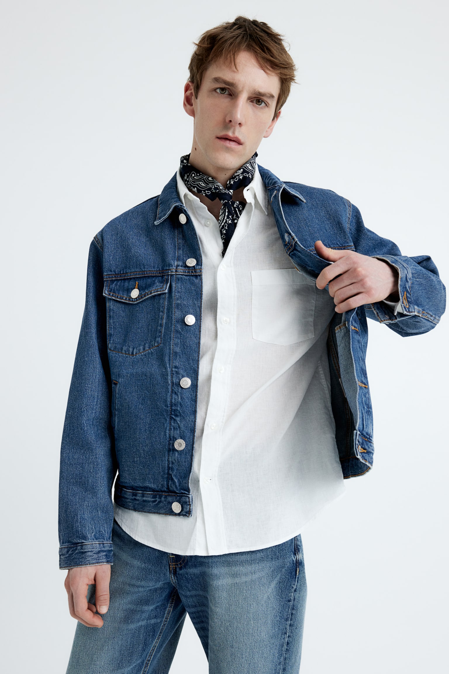 Regular Fit Denim Jacket - Dark denim blue/White - 3