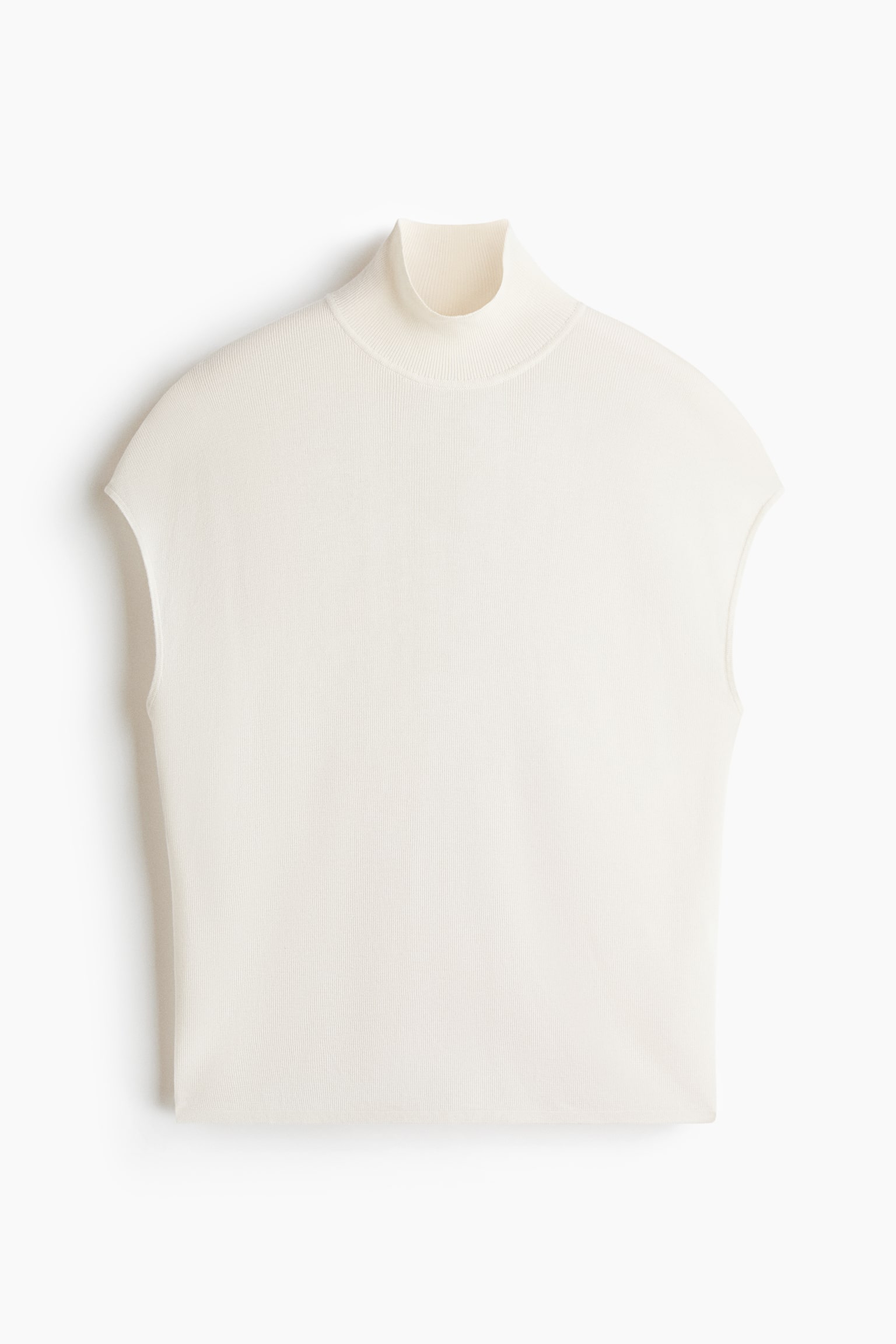 Lyocell-blend fine-knit turtleneck top - Cream