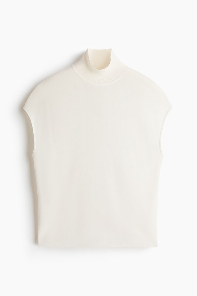 Lyocell-blend fine-knit turtleneck top - Cream - 1