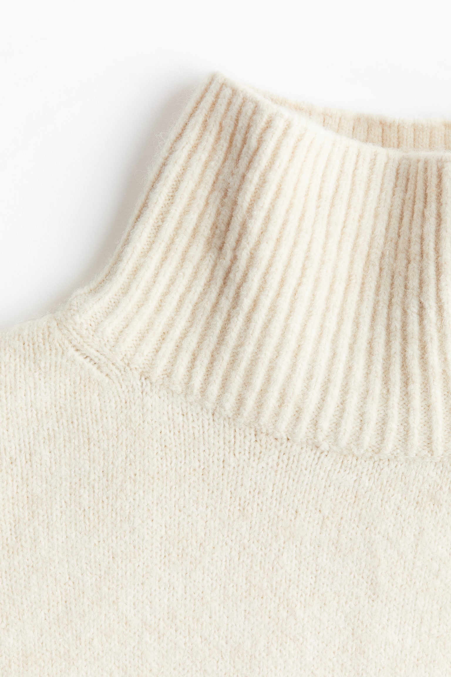 Fine-knit turtleneck jumper - Cream marl/Black/Light turquoise/Light grey marl - 3