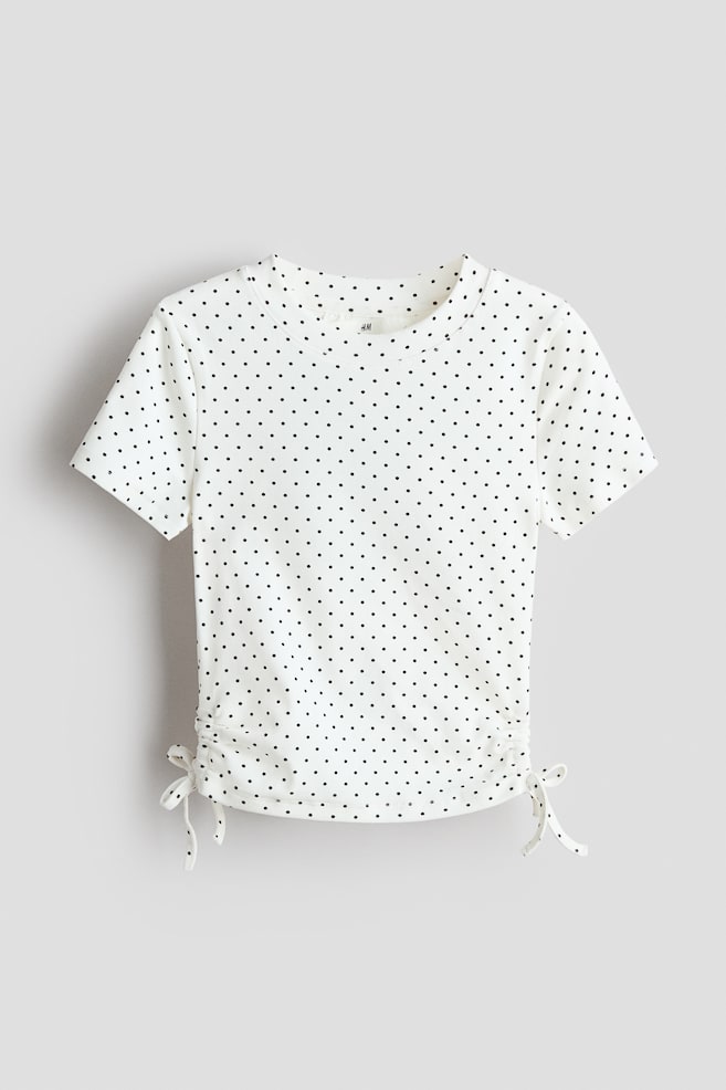 Drawstring-detail cotton top - Cream/Spotted/Navy blue/White/Blue floral - 1