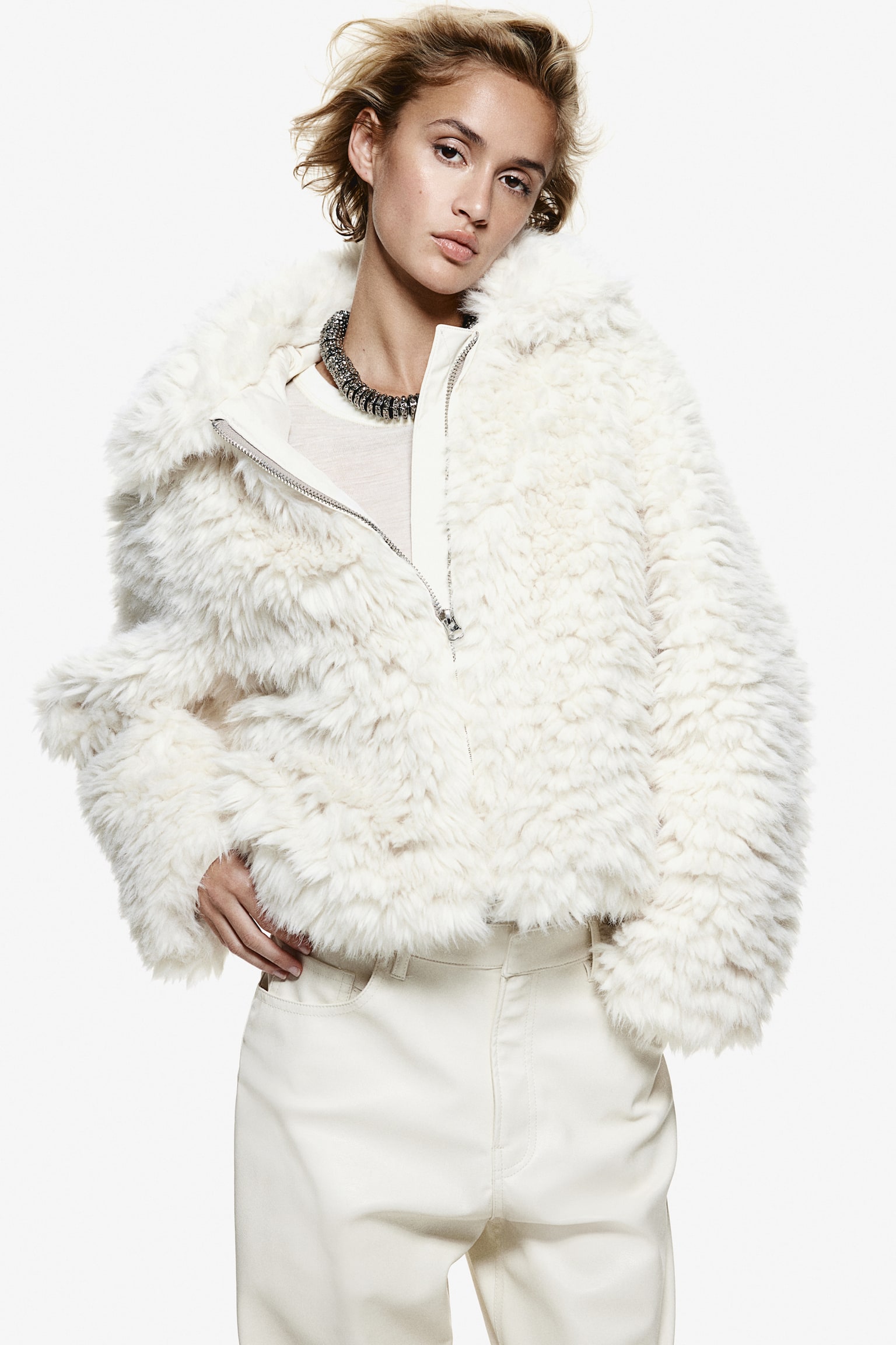 Fluffy jacket - Cream/Beige/Brown - 2