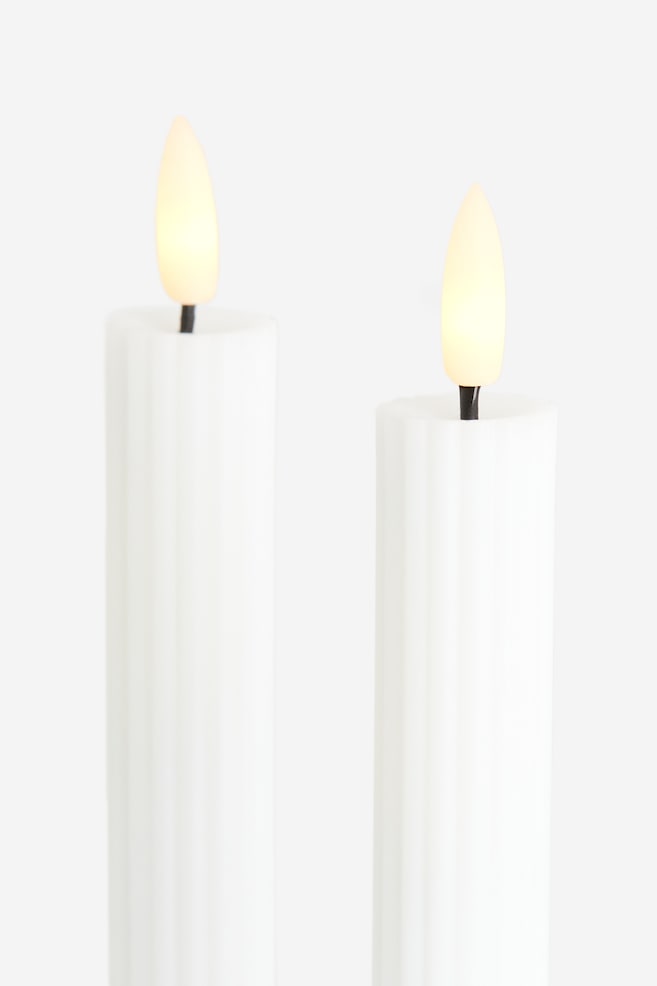 2-pack LED Stripe candles - White/Light beige/Red - 2