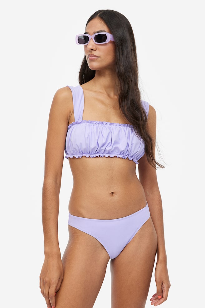 Padded bandeau bikini top - Lilac/Black - 1