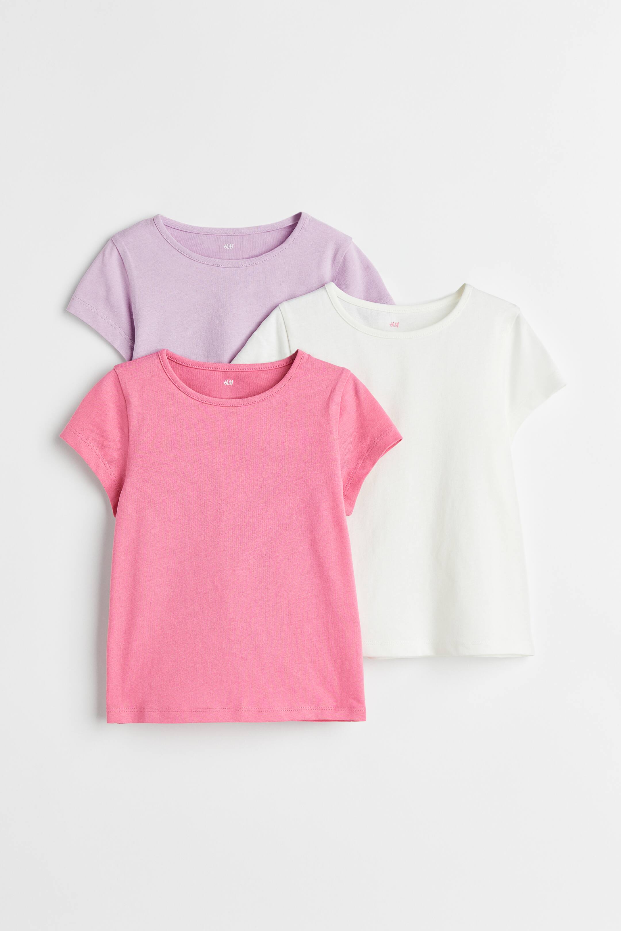 Xem ảnh lớn hơn: Bộ 3 áo thun - Màu hồng/Trắng/Tím nhạt - Kids | H&M VN 1