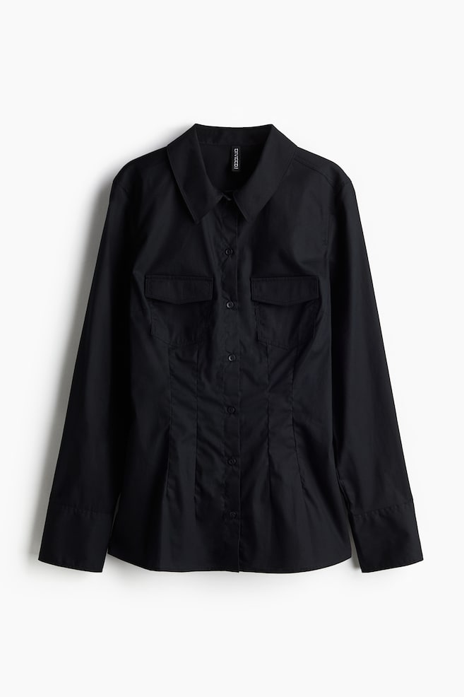 Camisa cargo con cintura entallada - Negro - 1