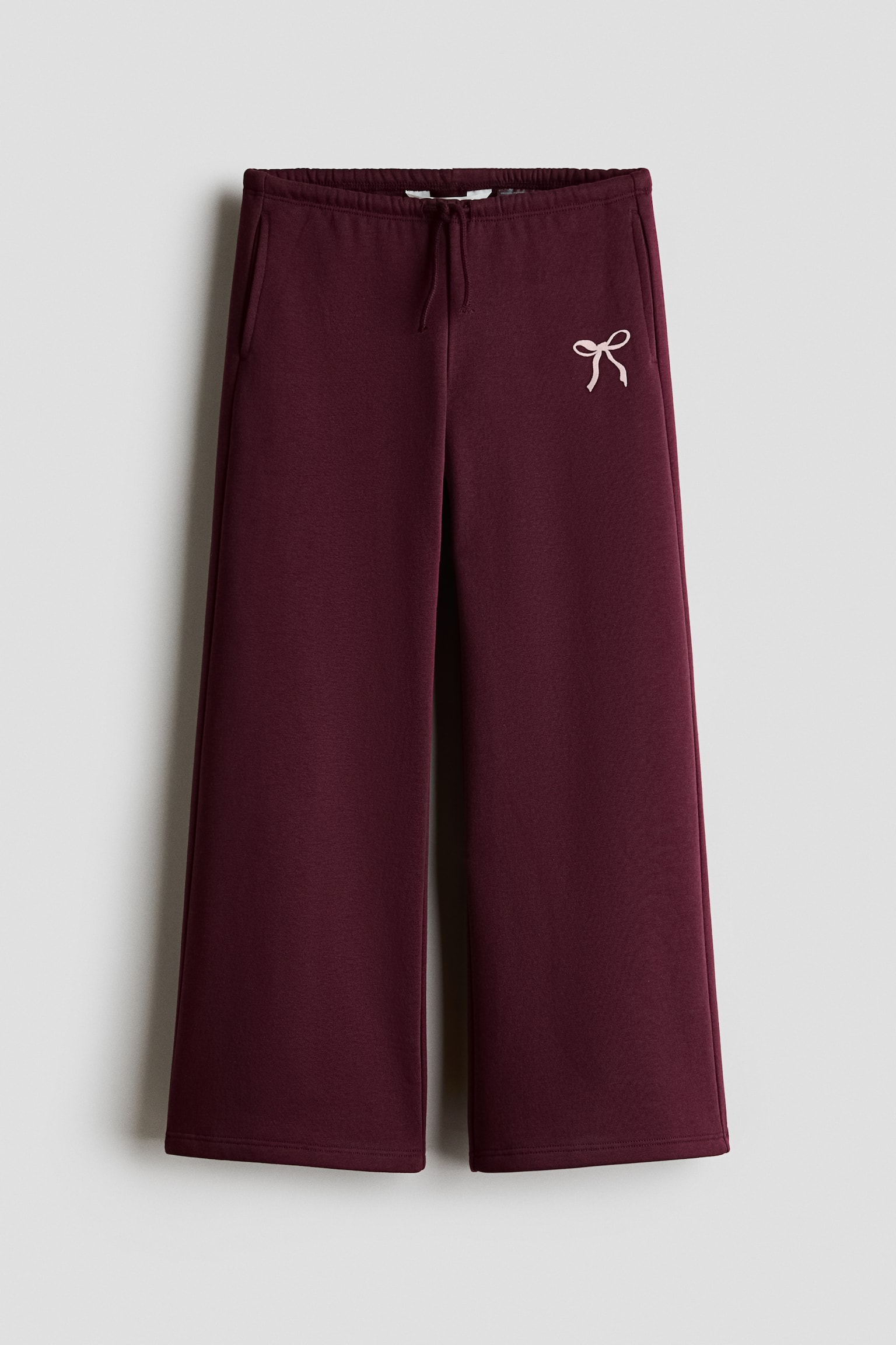 Rovné teplákové kalhoty jogger - Tmavě červená/mašle - 1