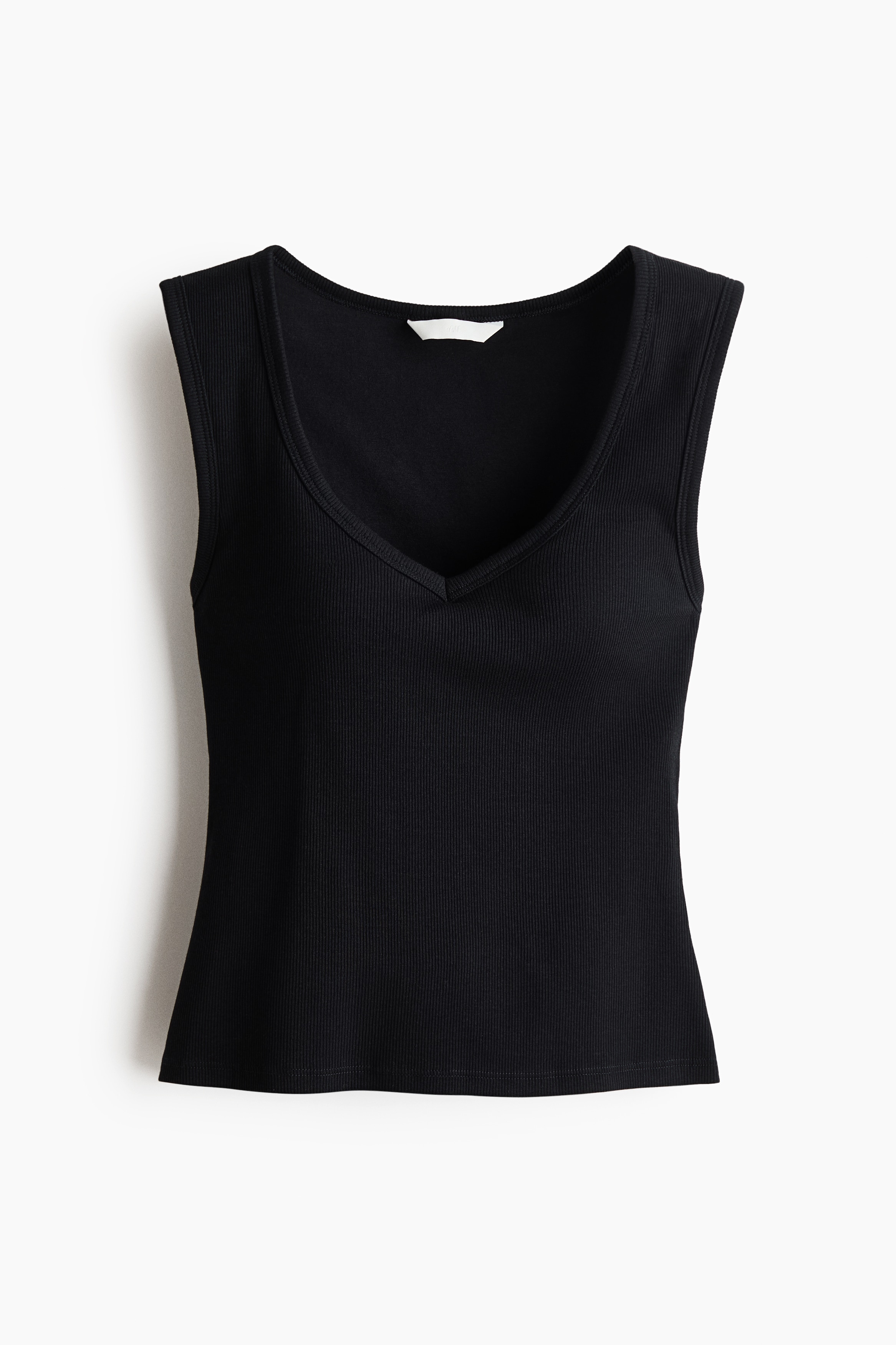Integral-bra cotton vest top - ブラック/ホワイト