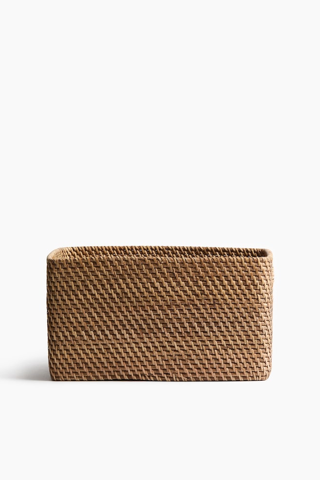Rattan storage basket - Dark beige - 1