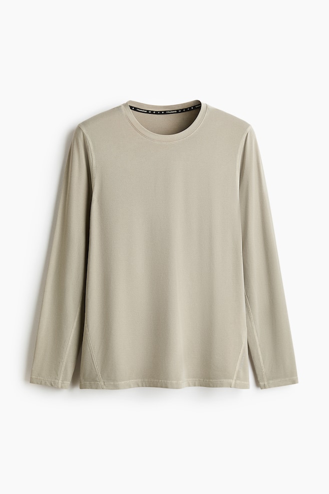 Regular-Fit Long-Sleeve Sports Shirt with DryMove™ - Light beige/Dark gray - 1