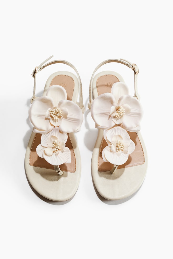 Appliquéd strappy sandals - Light beige/Light pink/Light purple - 1