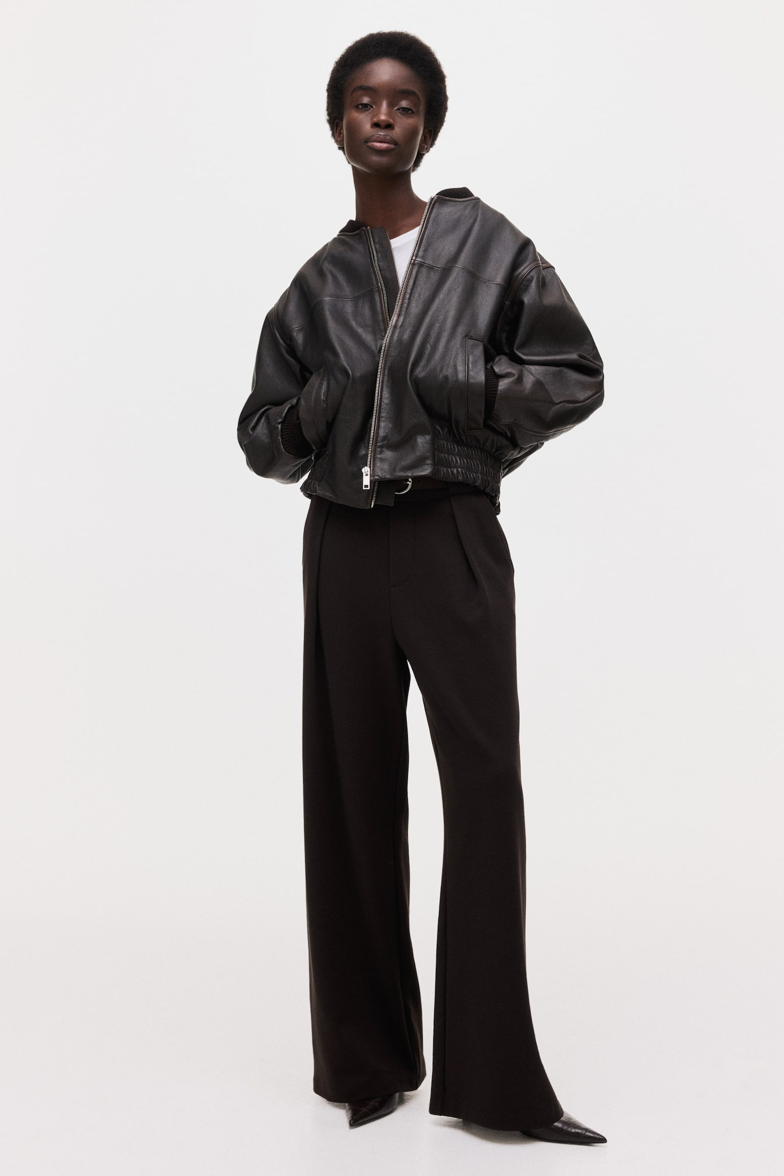 Женские брюки H&M Belted Ponte, цвет: Тёмный коричневый — фото 2