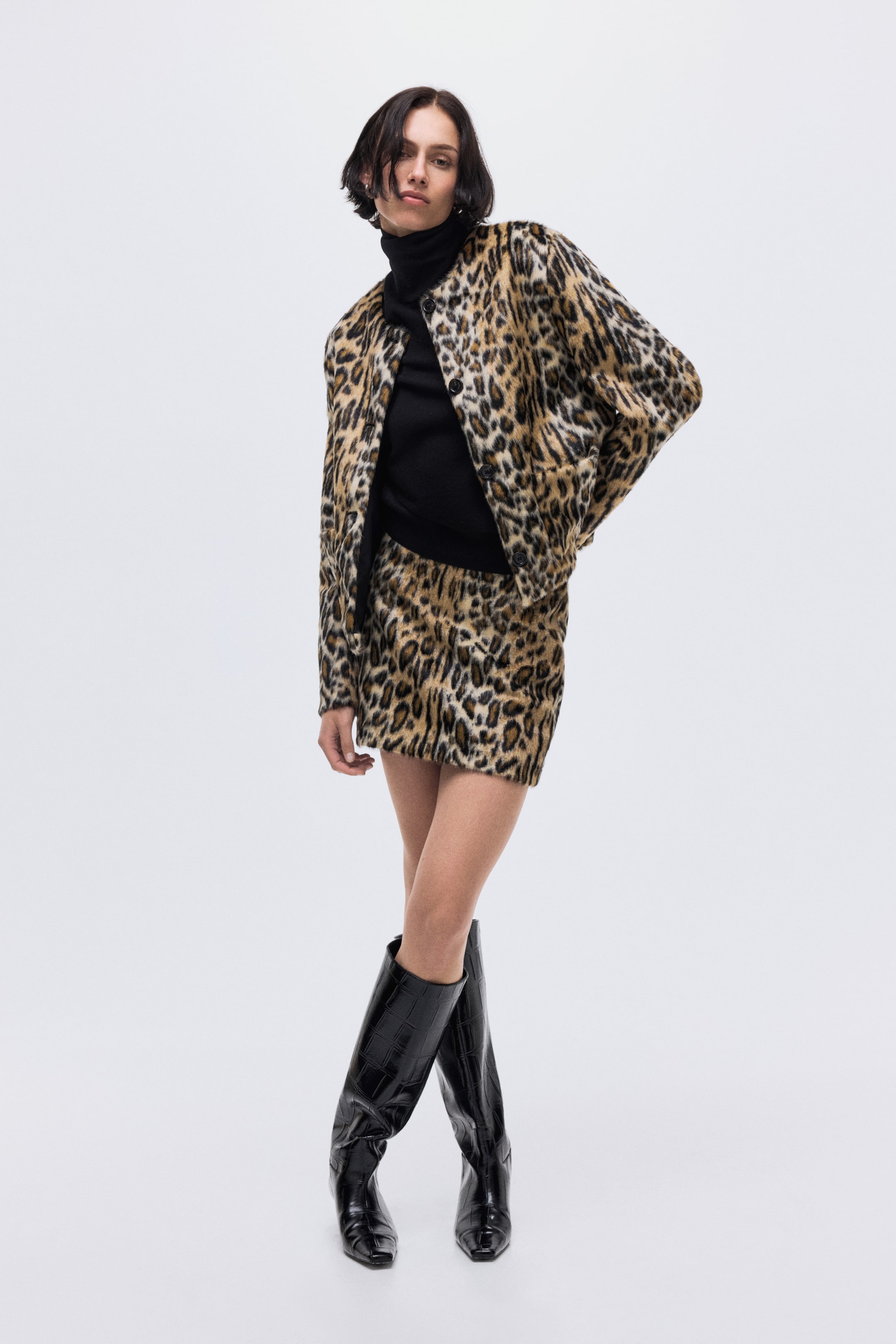 View larger image: Collarless Jacket - Beige/leopard print - Ladies | H&M CA 2