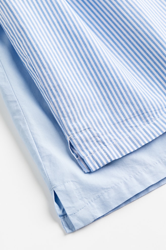 2-pack cotton poplin pyjama shorts - Blue/Striped - 4