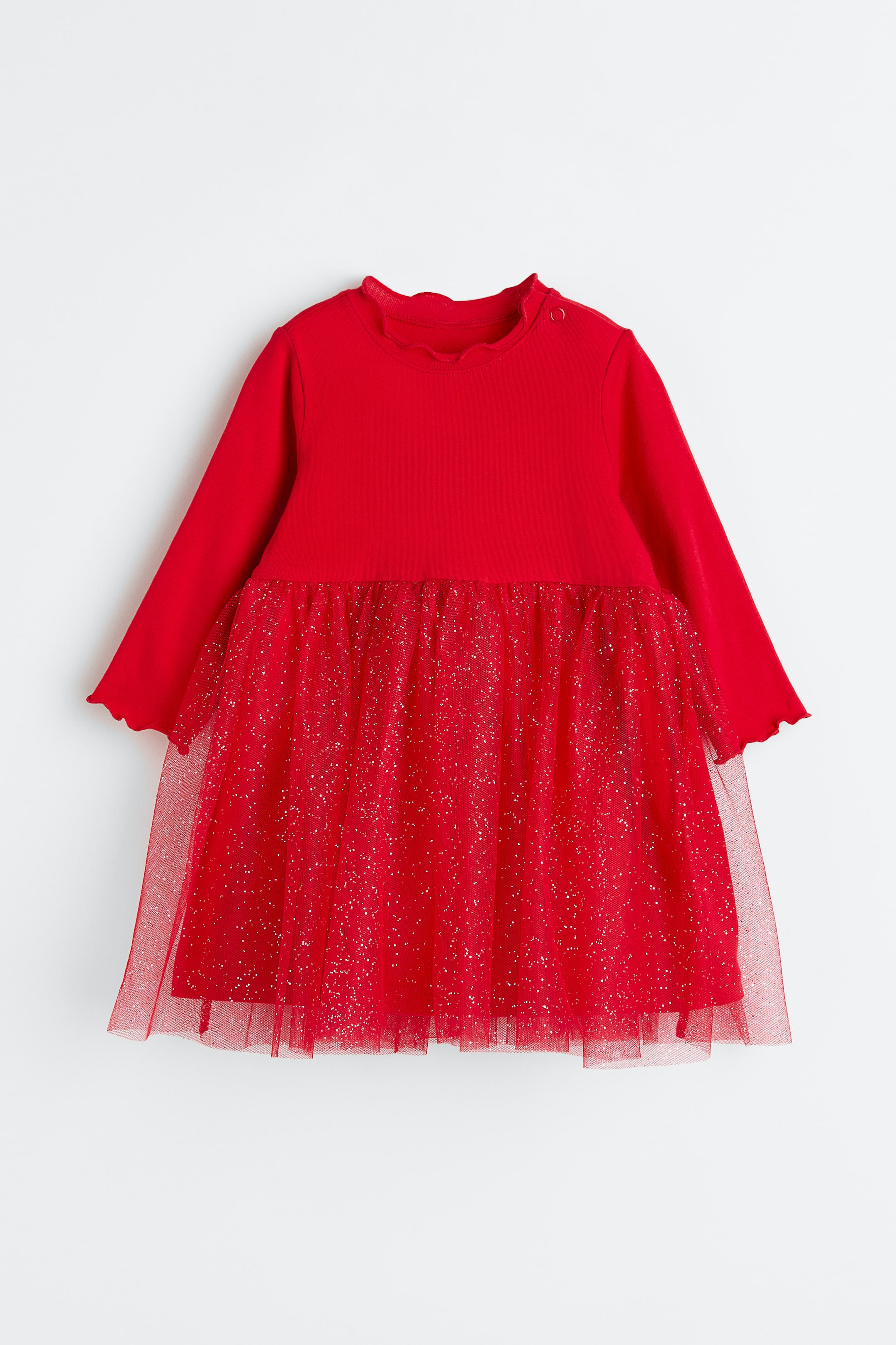 이미지 확대 보기: 저지 & 튤 드레스 - 레드 - Kids | H&M KR 1
