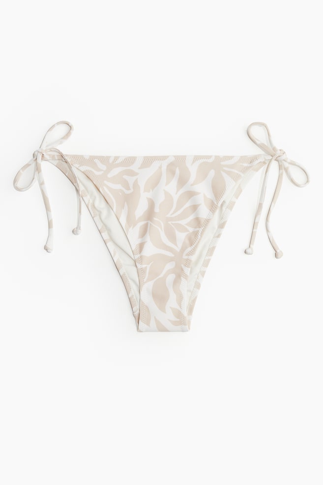 Tie Bikini Bottoms - White/light beige patterned/Black/white patterned - 1