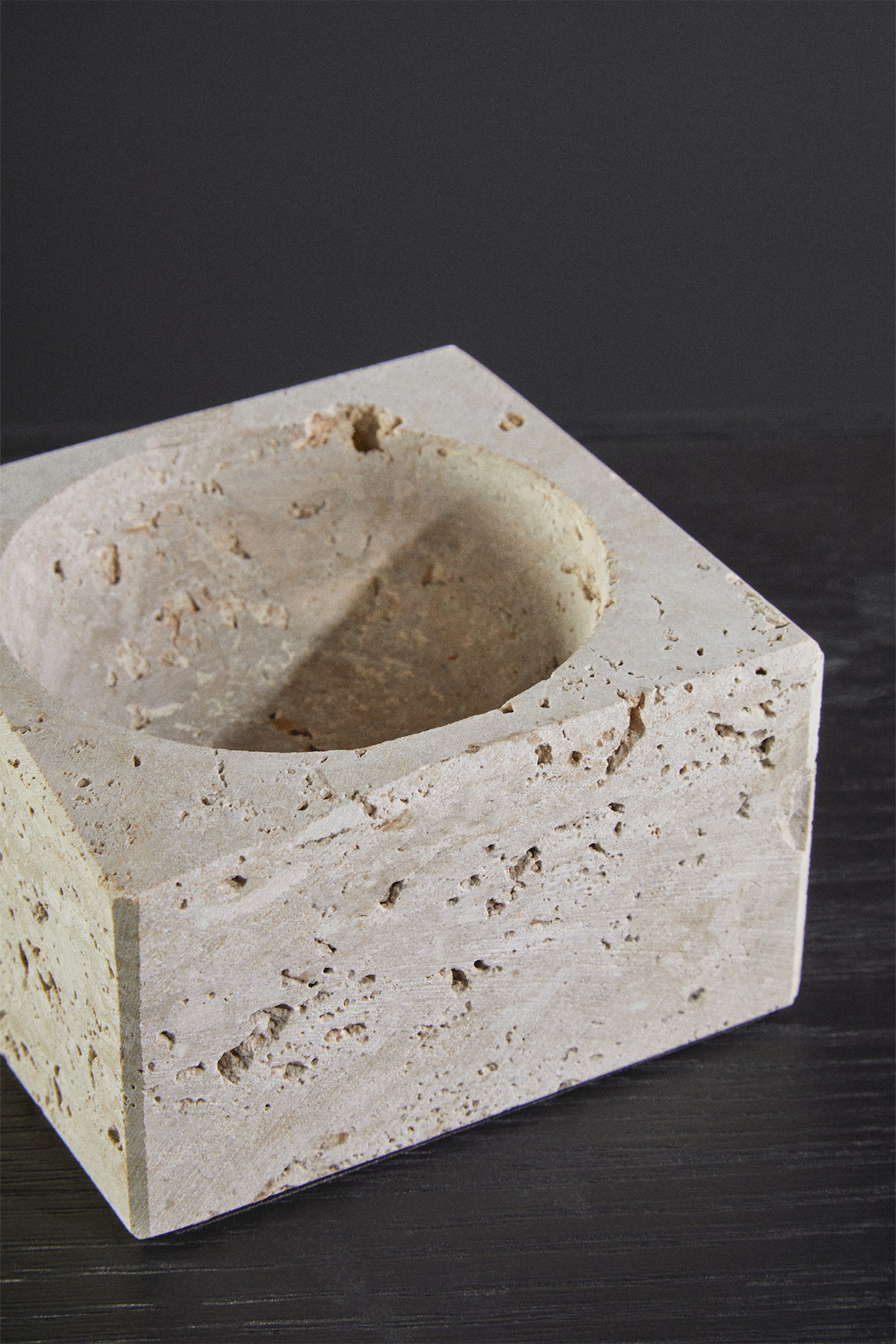 Tibor Travertine Square Bowl. - Natural - 3