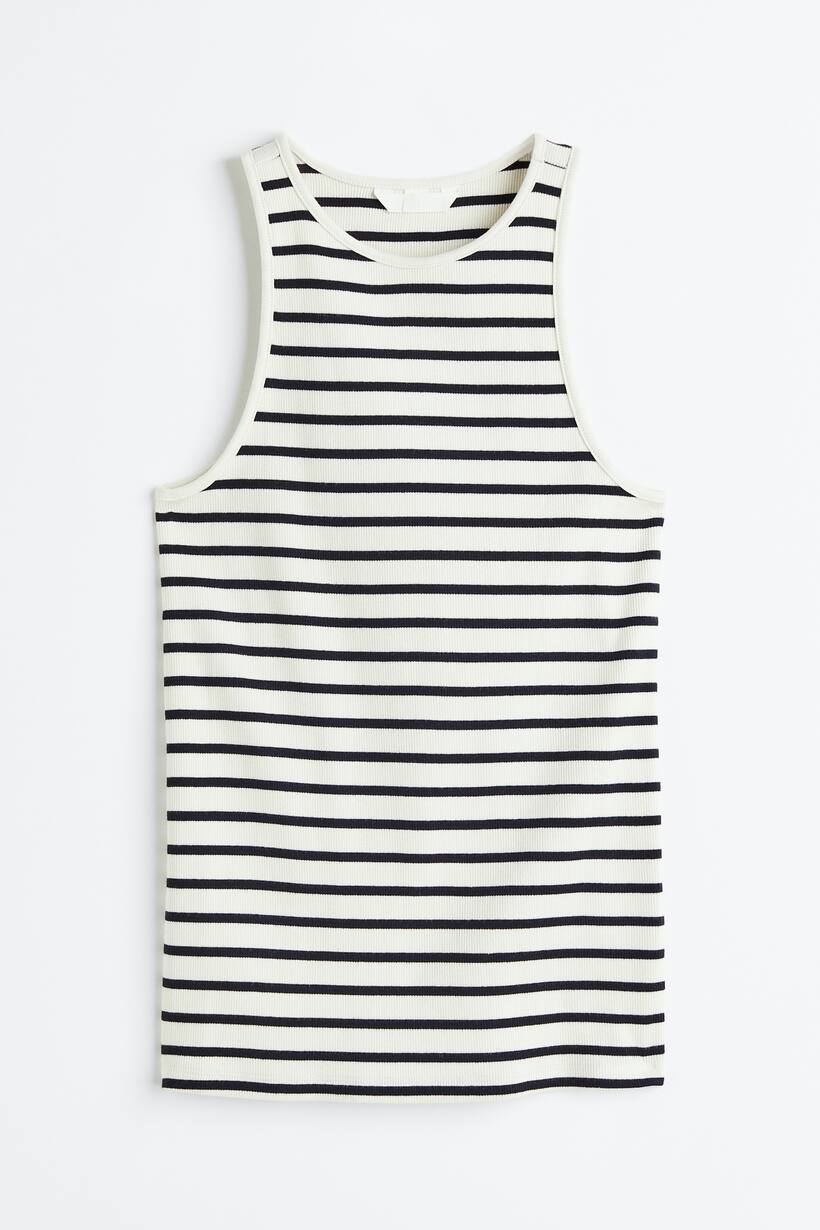 Women's White/black striped Ribbed Tank Top | H&M US