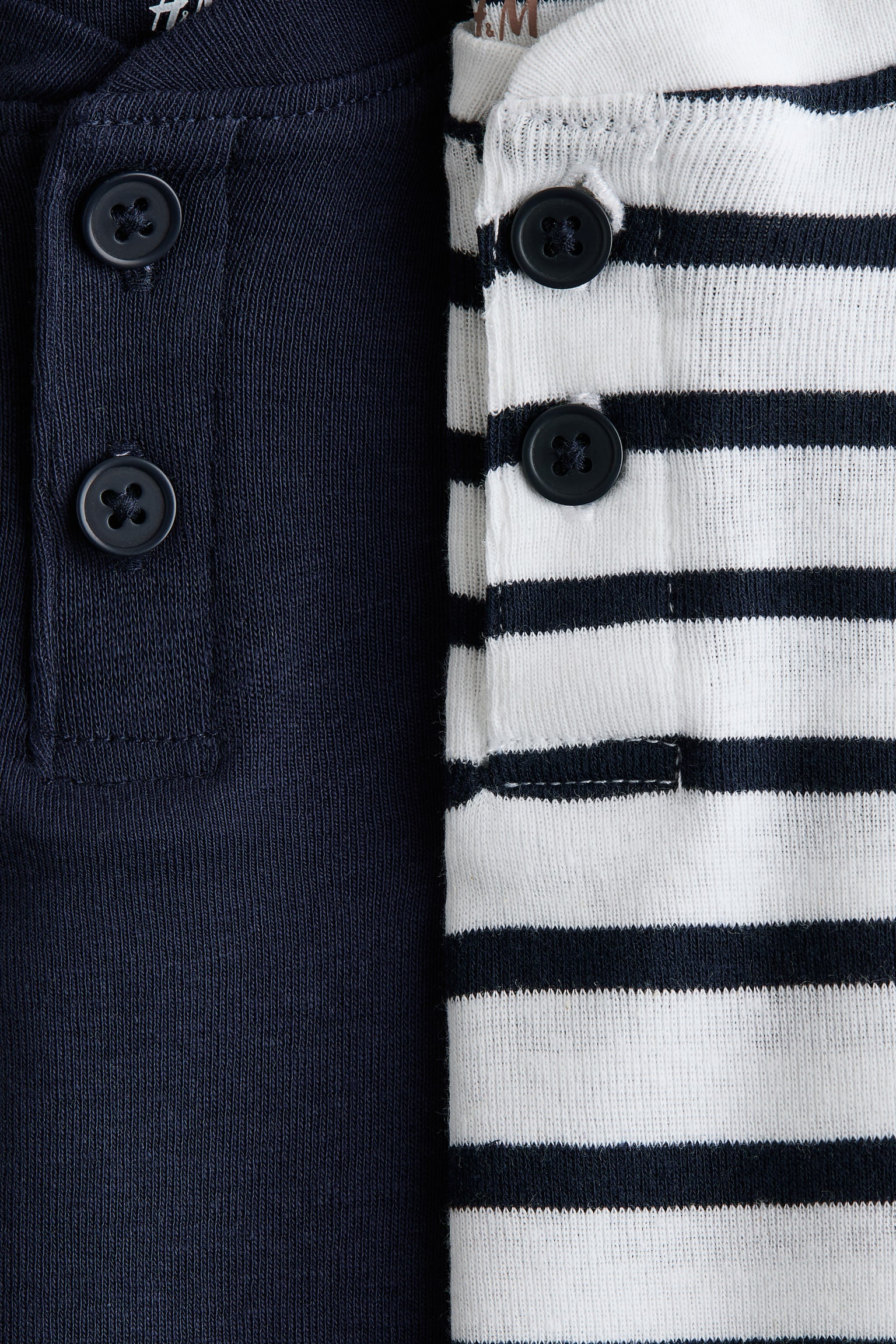 T-shirt henley 2-pak - Granatowy/Paski - 2