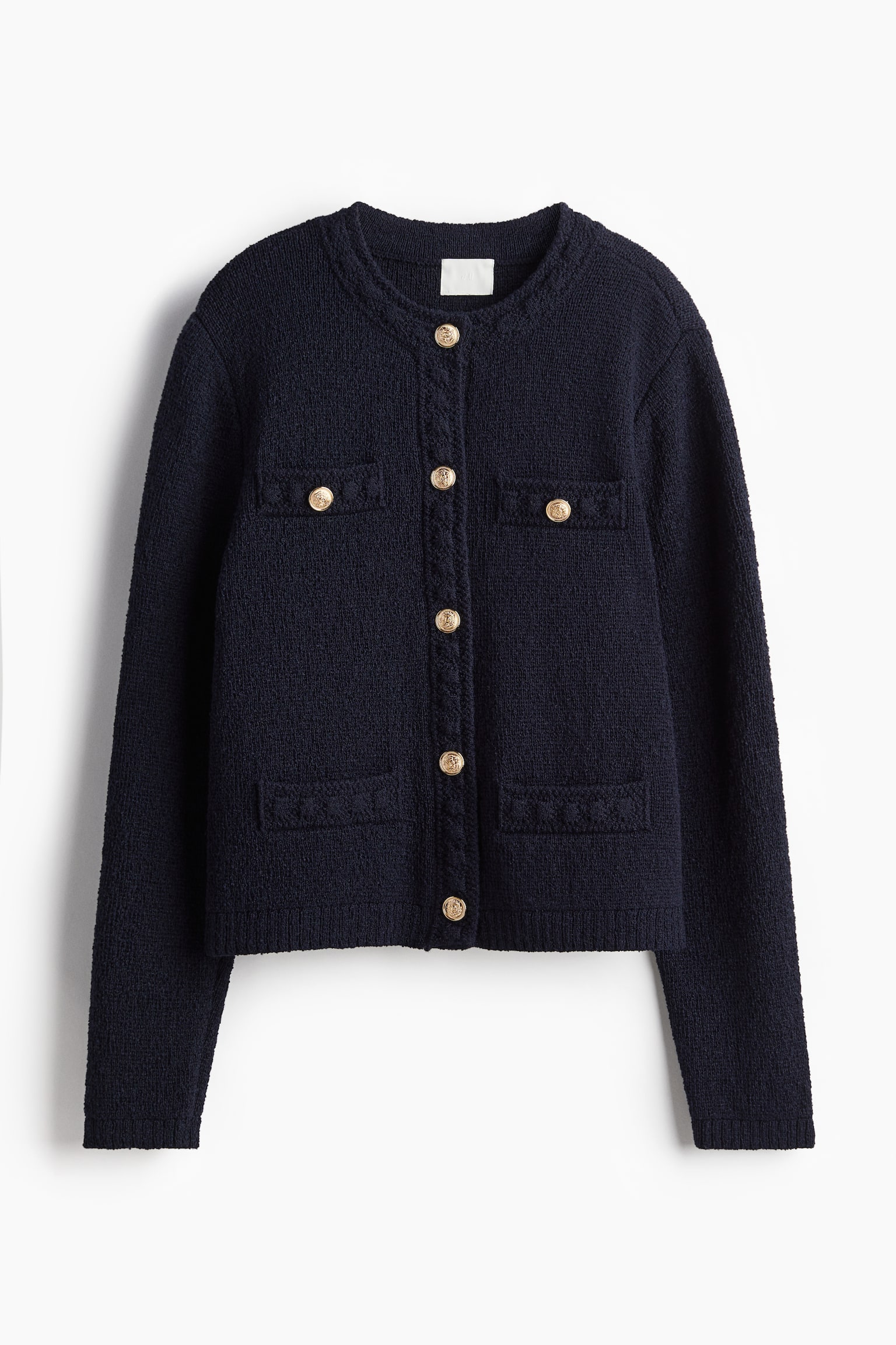 Textured-knit cardigan - Navy blue/Black/Cream/Dark khaki green/Black/Cream - 2