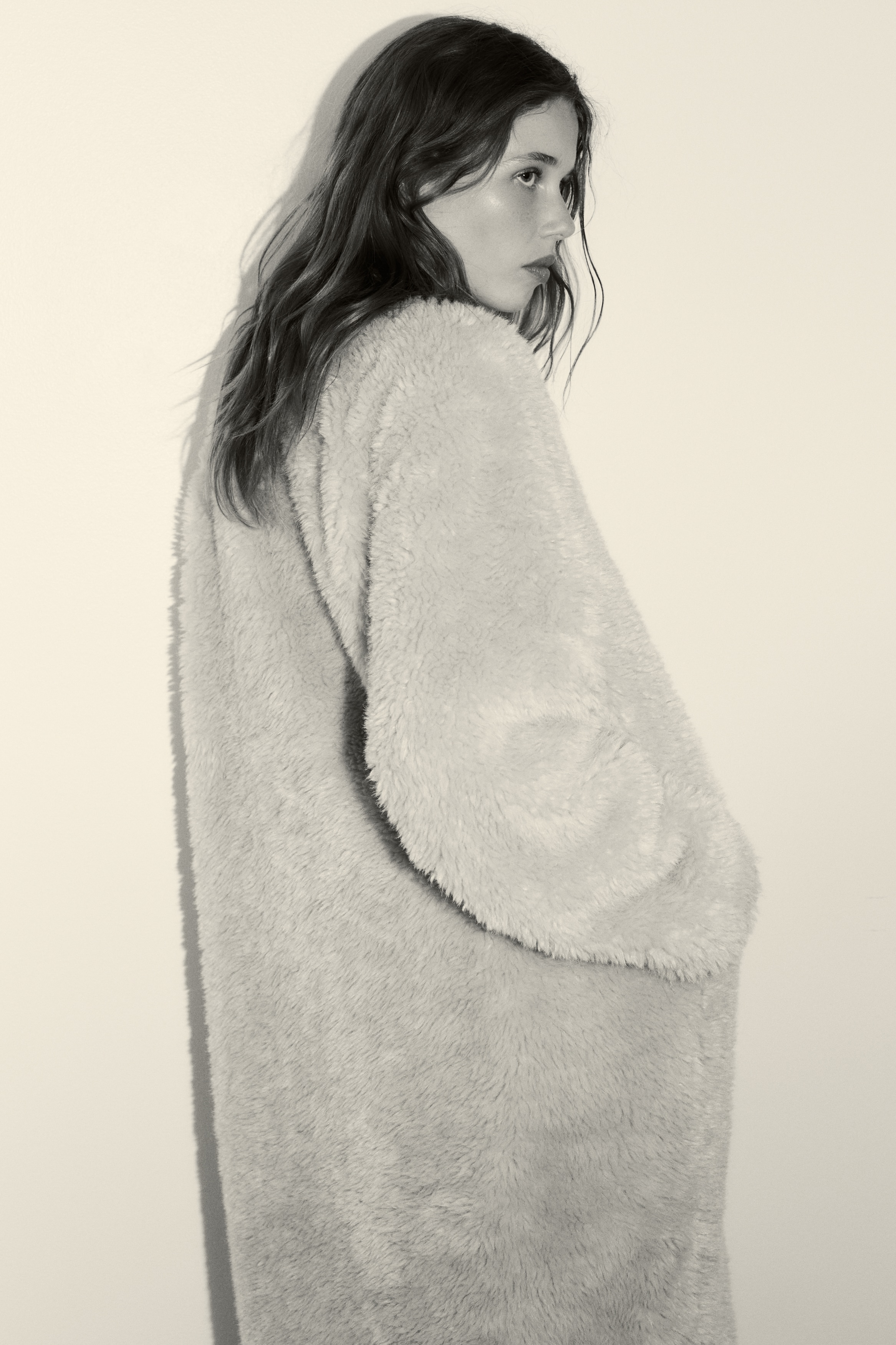Women's Beige Teddy Fleece Coat | H&M US