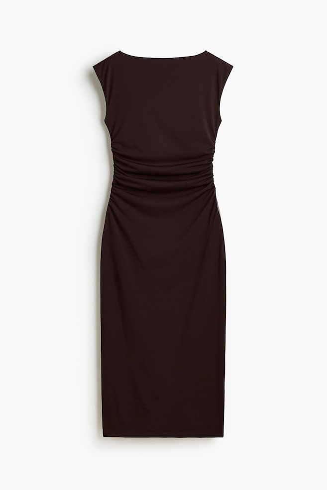 Cap-sleeved Dress - Dark brown/Cream/polka dot/Black/Cream/zebra print/Mustard yellow/Black/dotted - 1