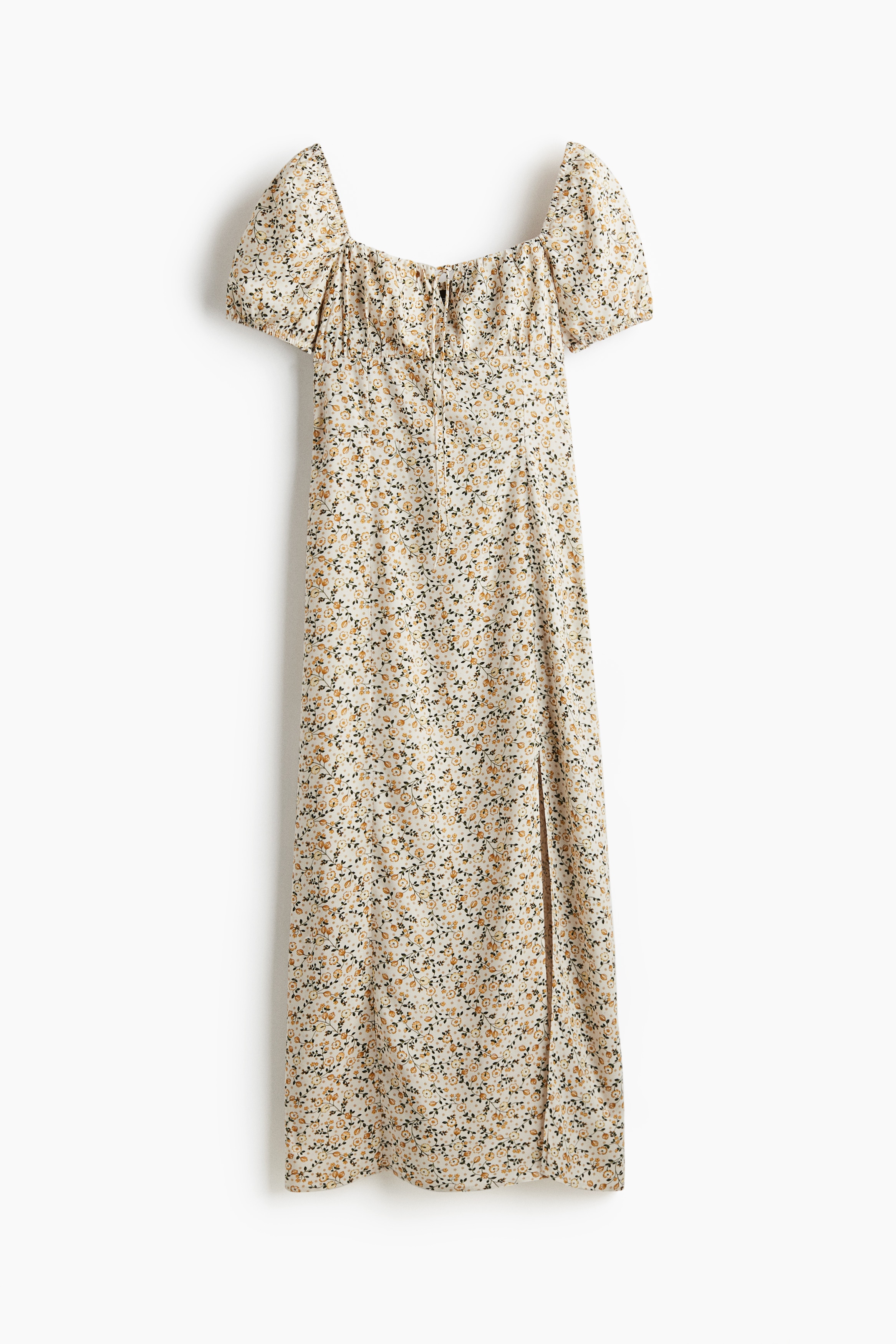 Puff-sleeved dress - Light beige/Floral/Black/Spotted