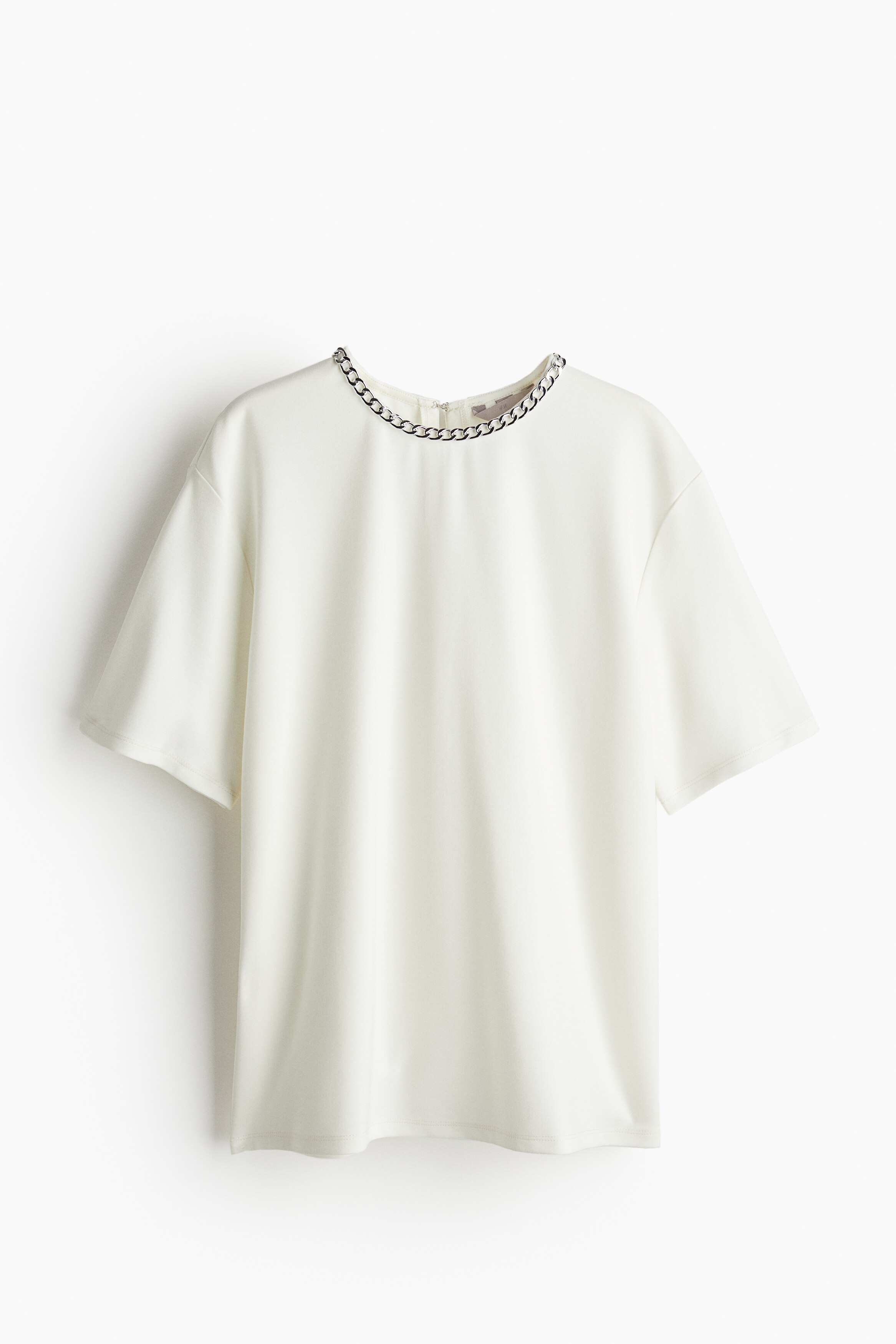 Ladies - White Chain-decorated top - Size: L  - H&M